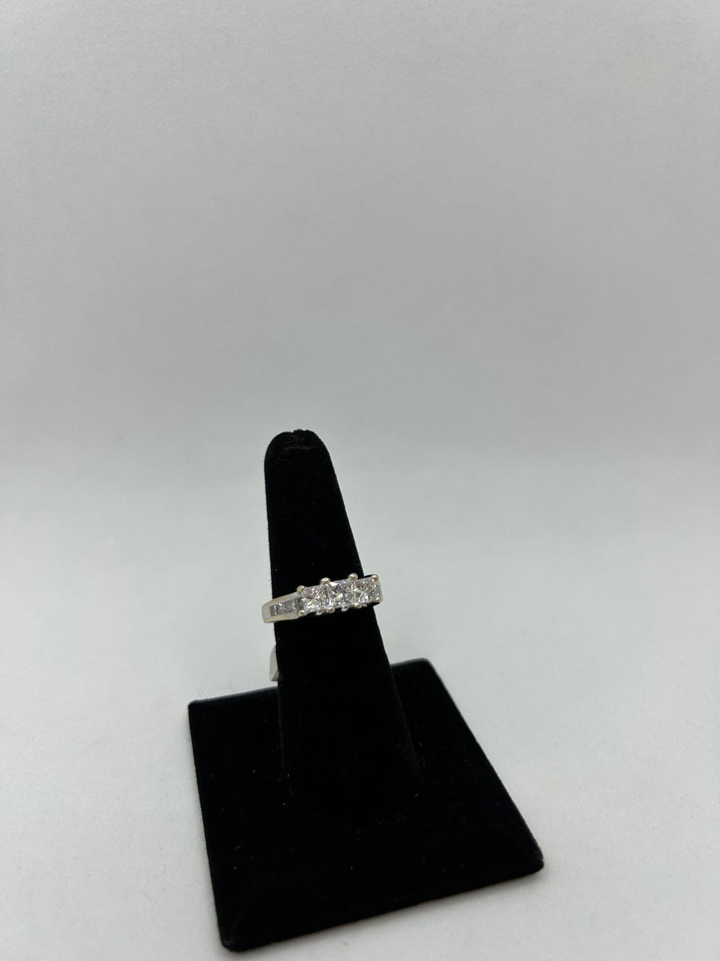 Three Stone Princess Cut Engagement Ring With Channel Set Side Stone 1.59CTW