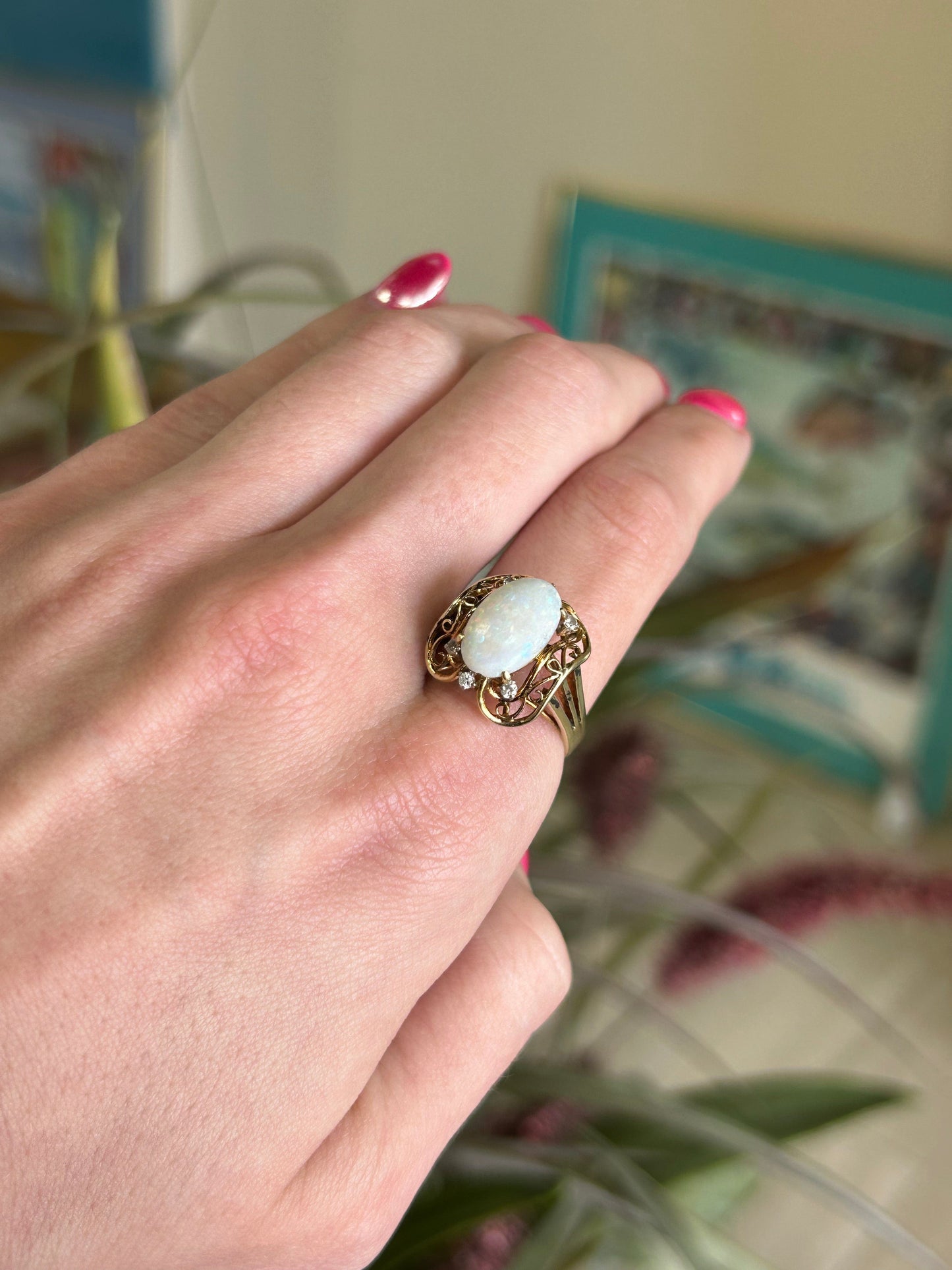 Vintage Opal Estate Gemstone Ring