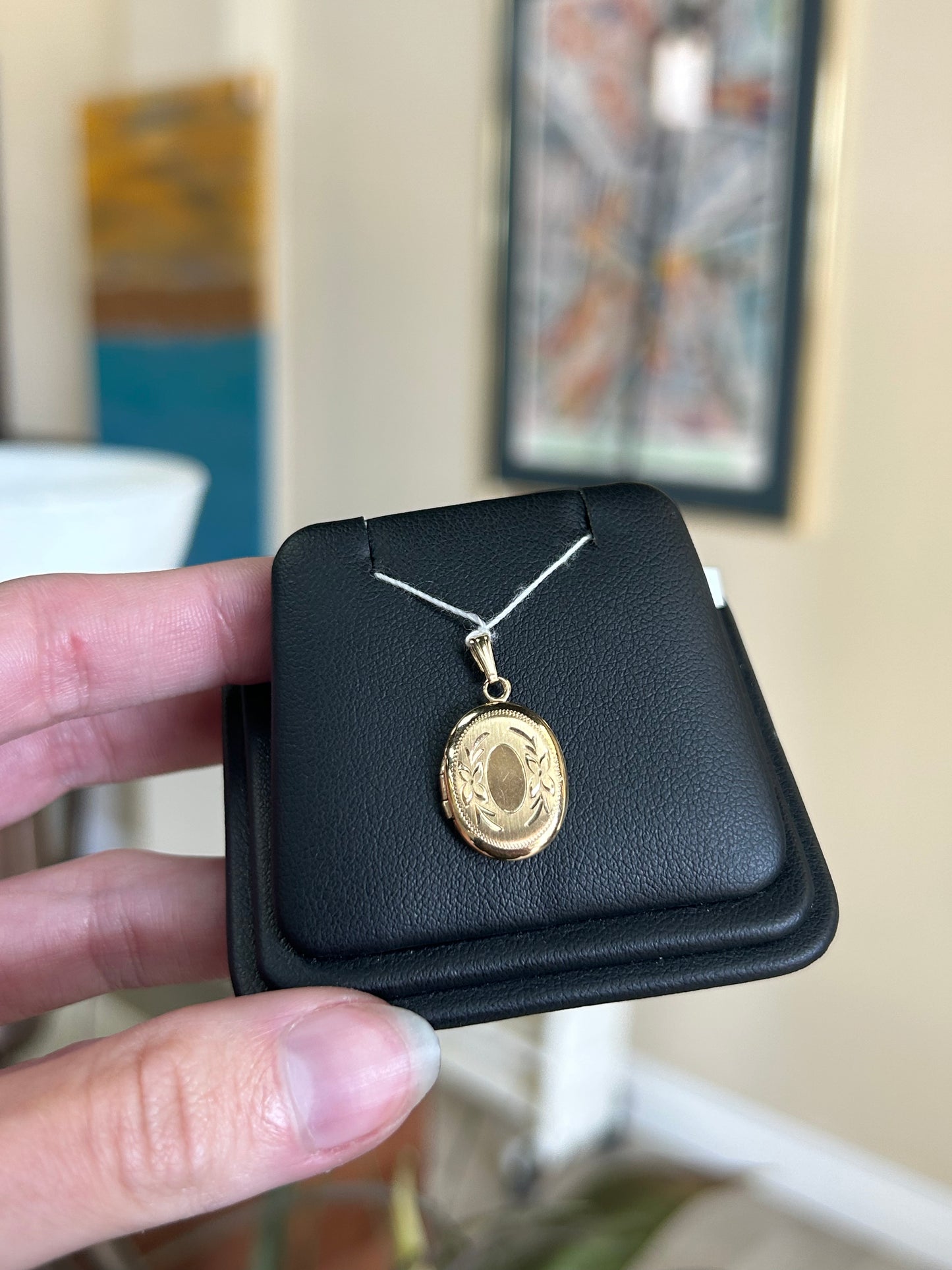 Small Locket with Brushed Gold Detail