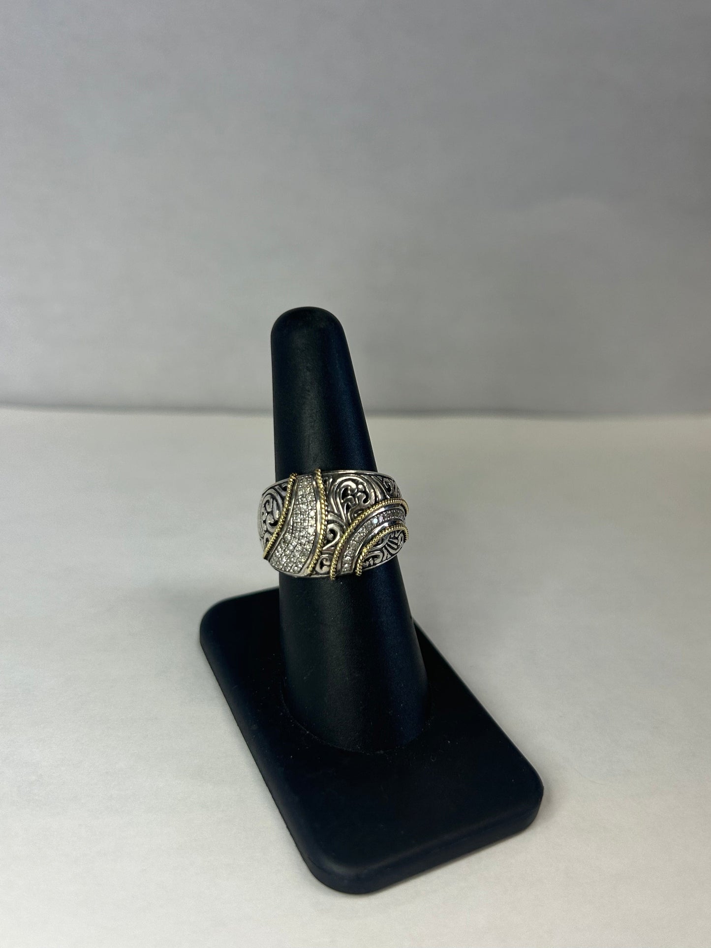 Balissima Sterling 18k Gold 0.25ct Diamond Ribbon Statement Ring