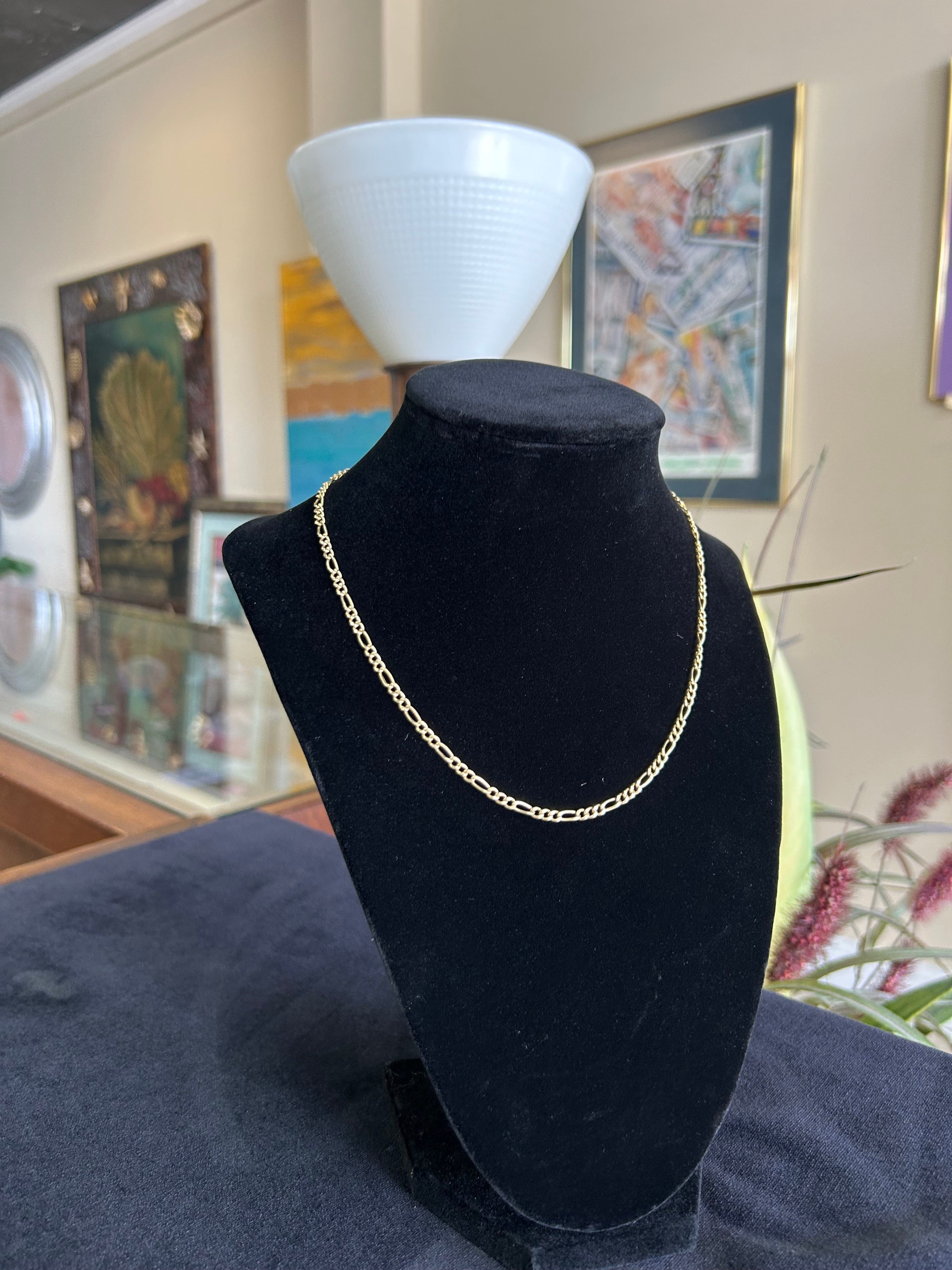 Figaro Link 16in Chain Yellow Gold