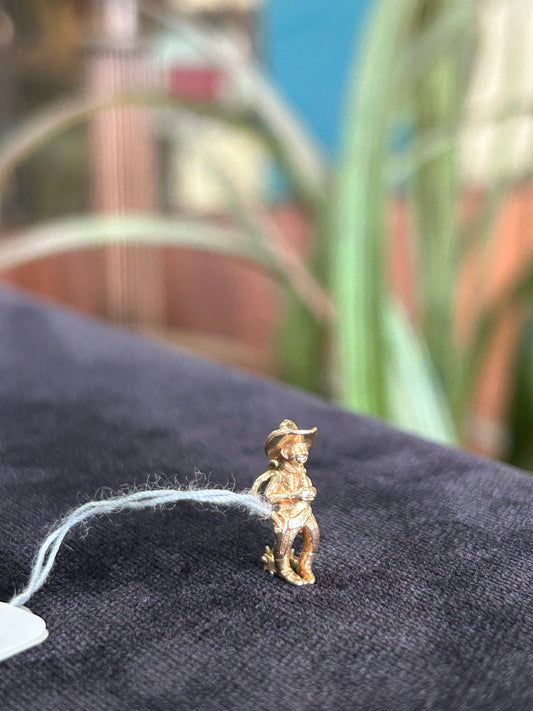 Yellow Gold Miniture Cowboy Charm with Movable Spurs Charm