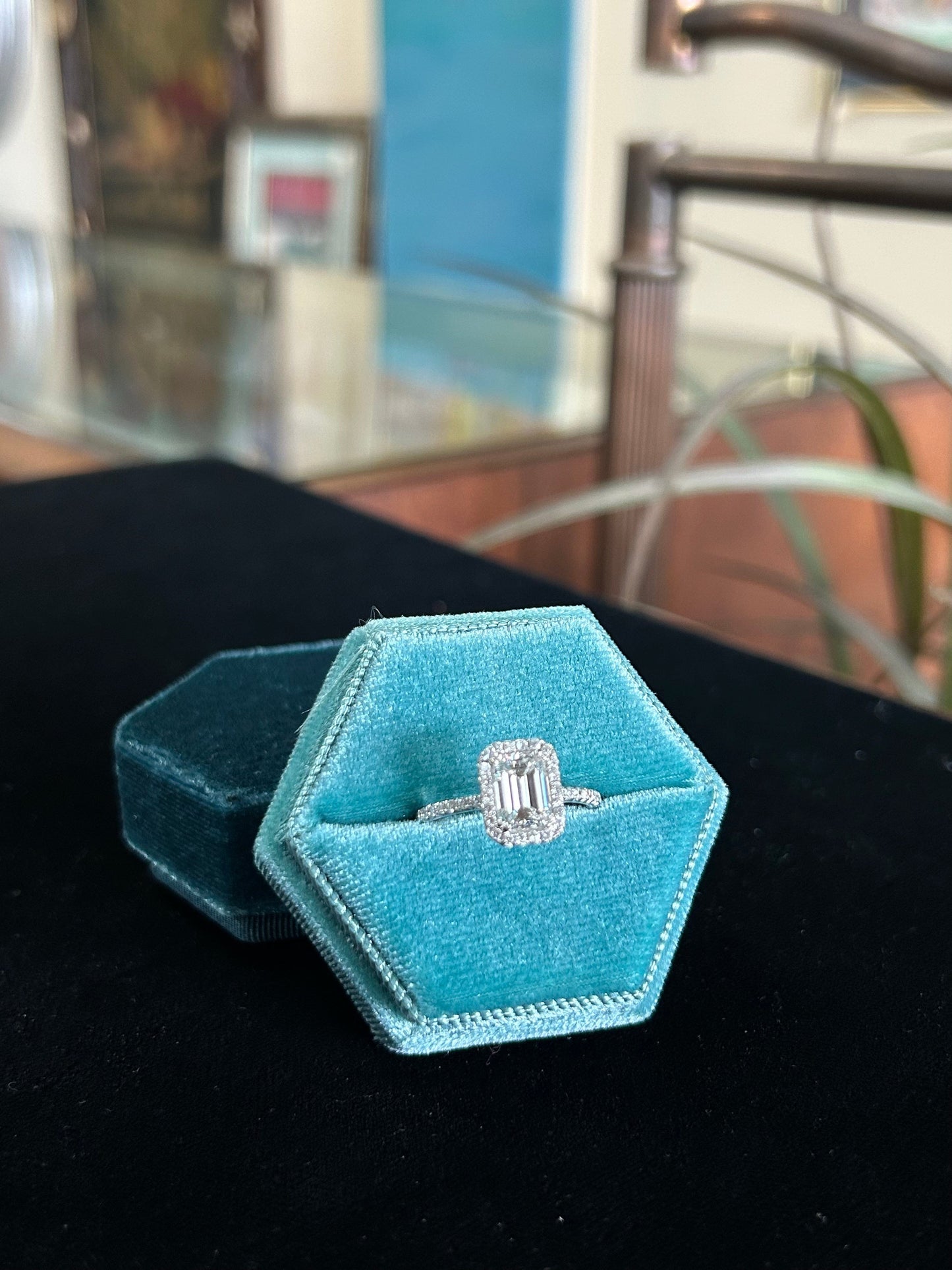 Emerald Cut with Diamond Halo White Gold Engagement Ring 1.91CTW