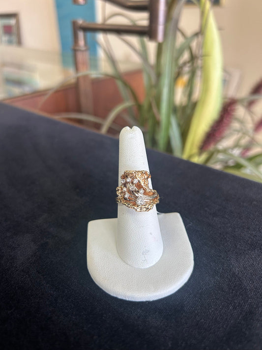 Women's Two- Toned 14kt Gold Floral Design Diamond Cocktail Ring