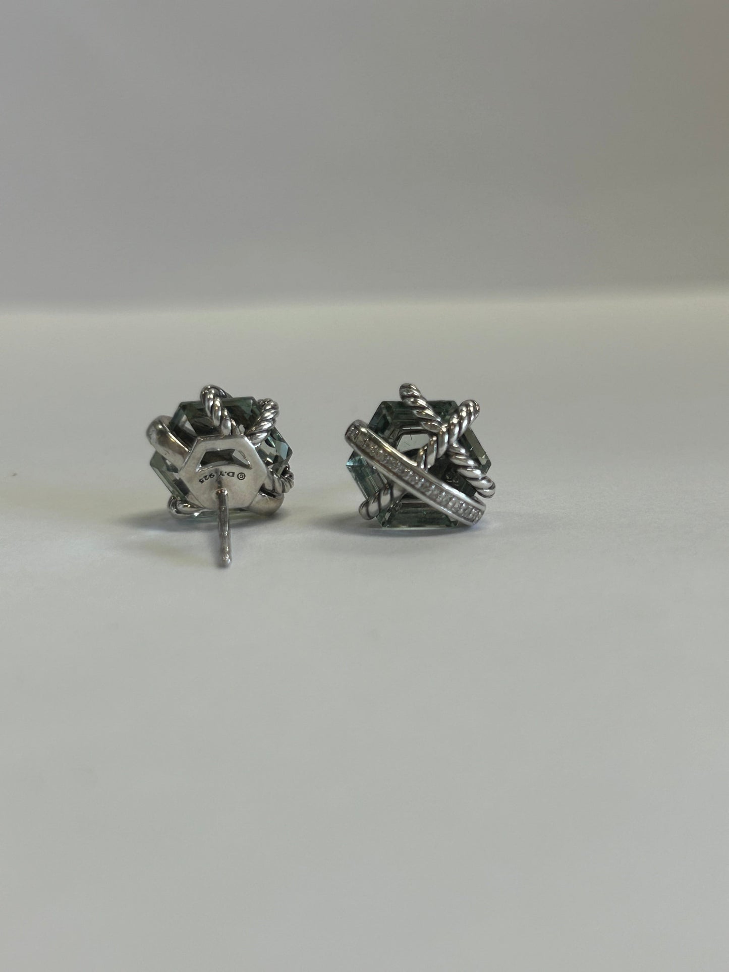David Yurman Cable Wrap Collection Prasiolite and Diamond Stud Earrings