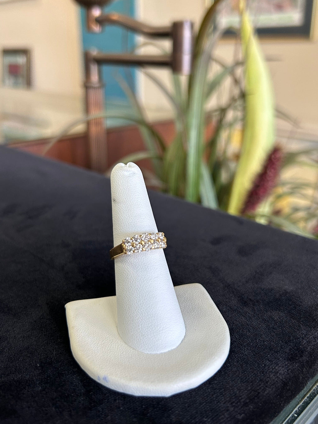 Yellow Gold 18kt Two Row Diamond Band