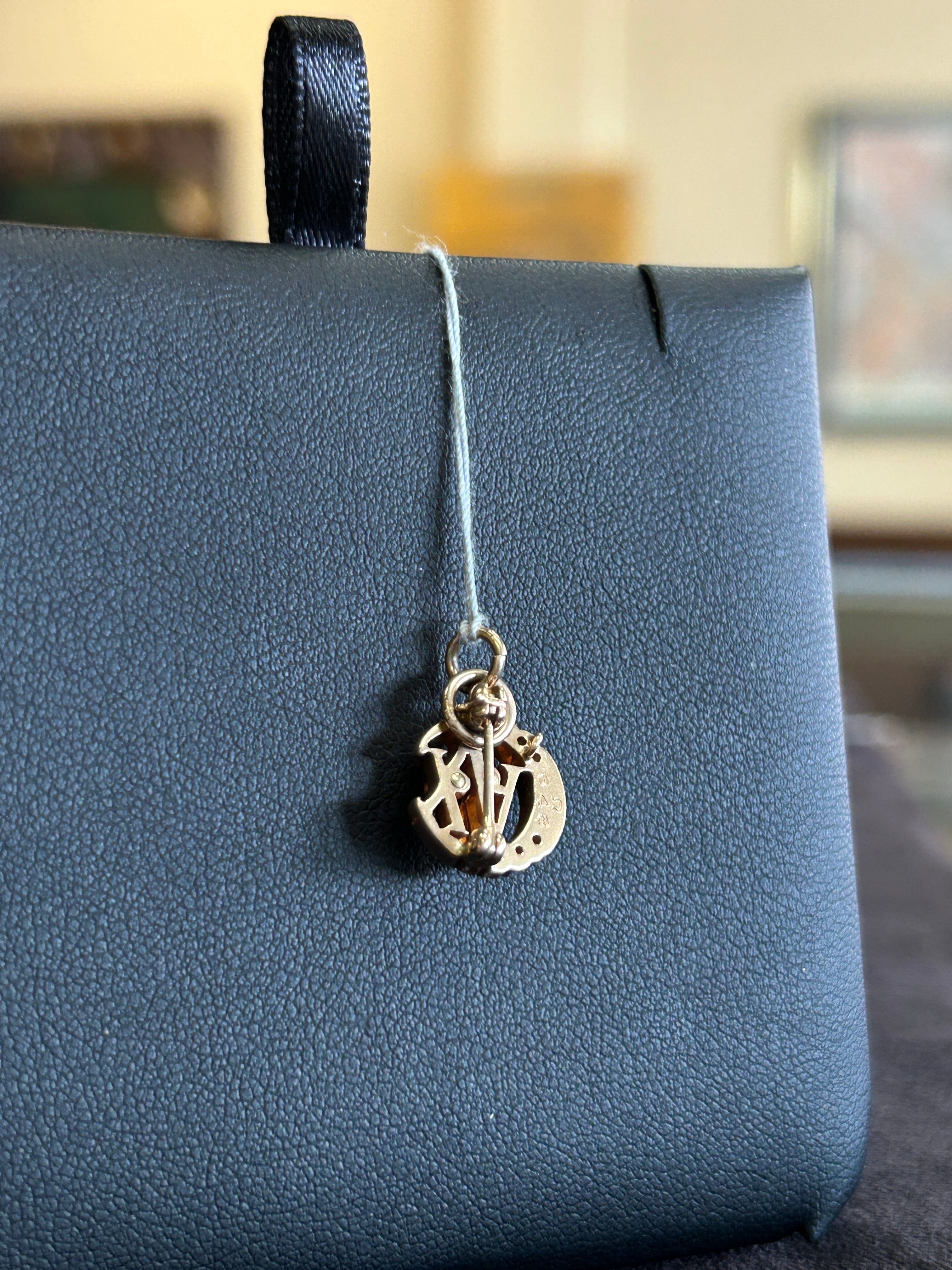 Vintage Sorority Pin/ Charm Yellow Gold with Opal Stones