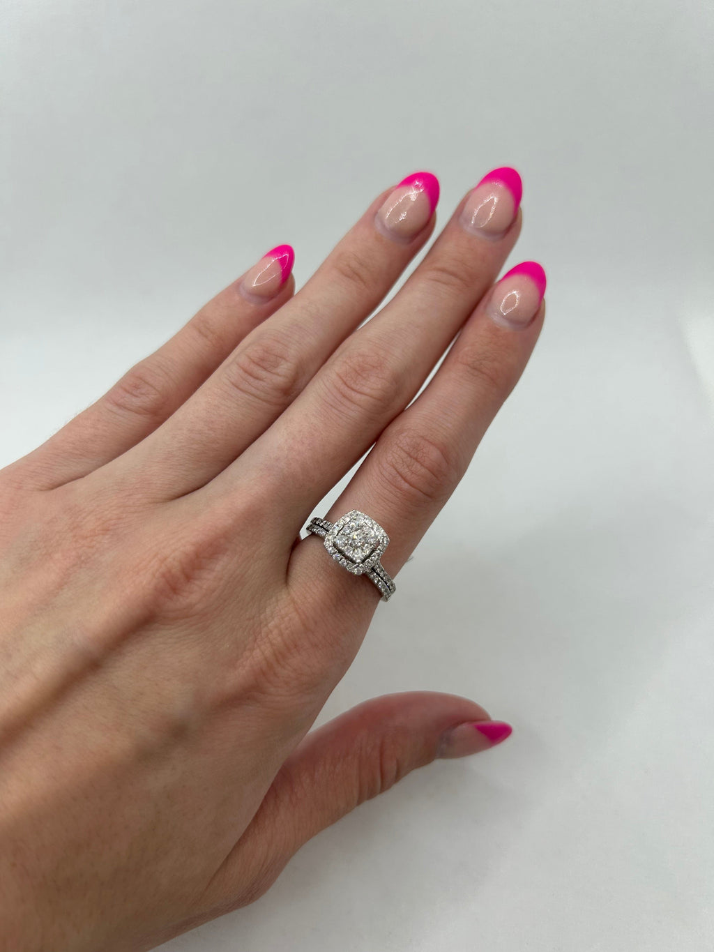 Diamond Cluster Engagement Ring with Band