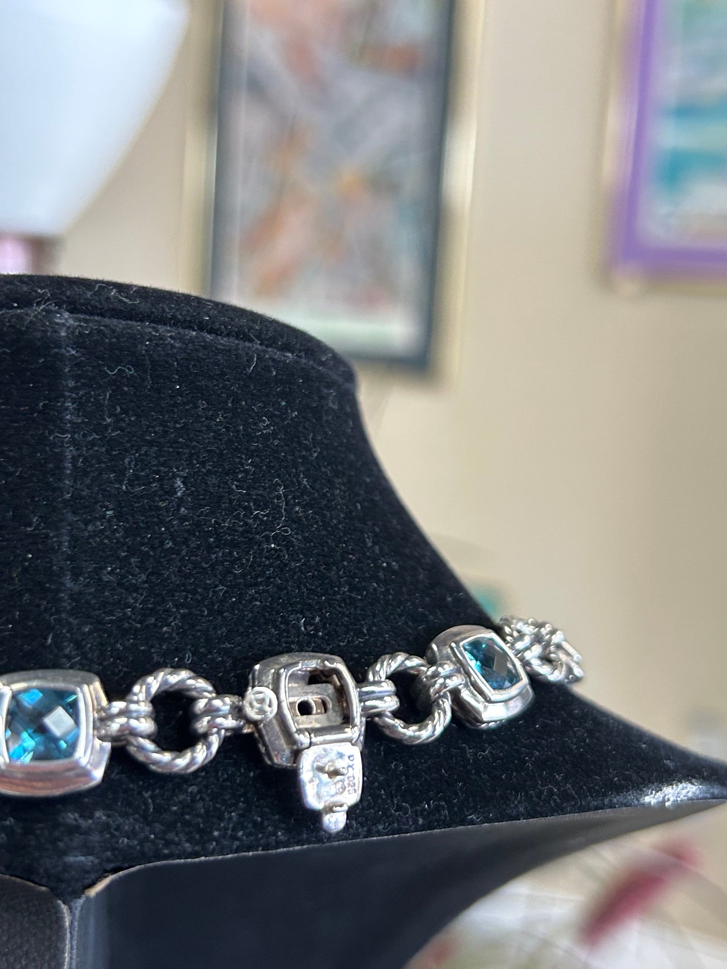 David Yurman Blue Topaz Renaissance Woman's Necklace Sterling Silver