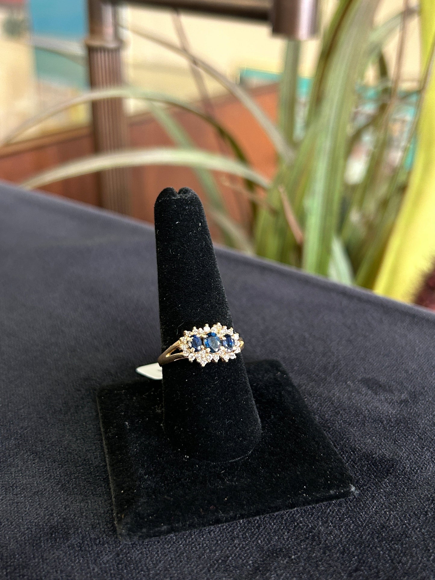 Sapphire and Diamond Yellow Gold Statement Ring