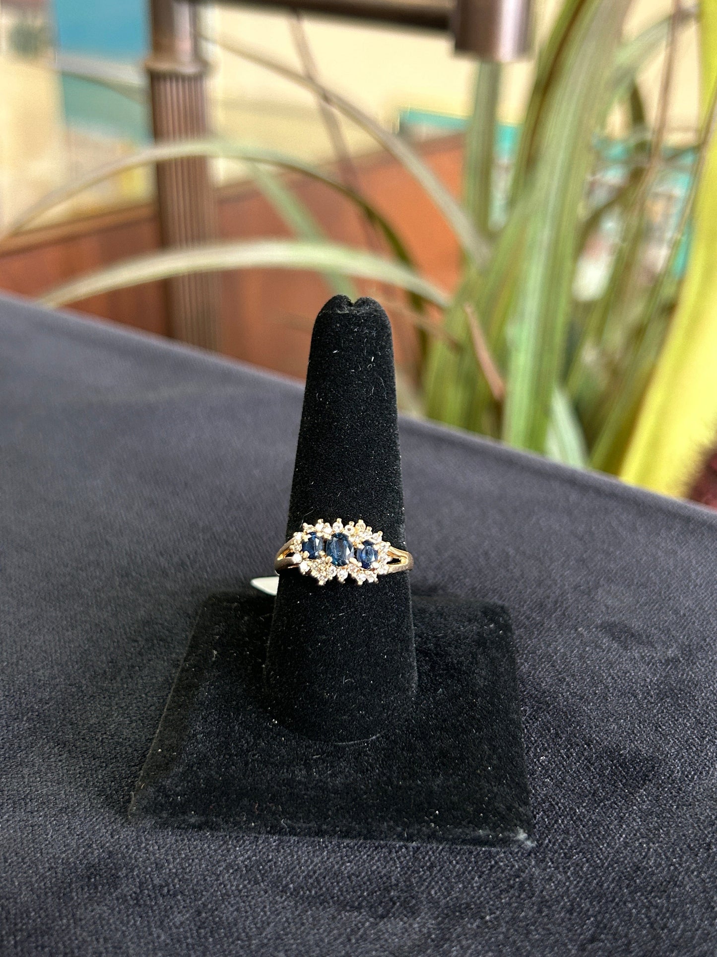 Sapphire and Diamond Yellow Gold Statement Ring
