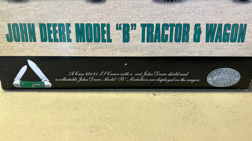 W.R. Case & Sons Cutlery Co John Deere Model "B" Tractor & Wagon with 62434 SS Canoe Knife