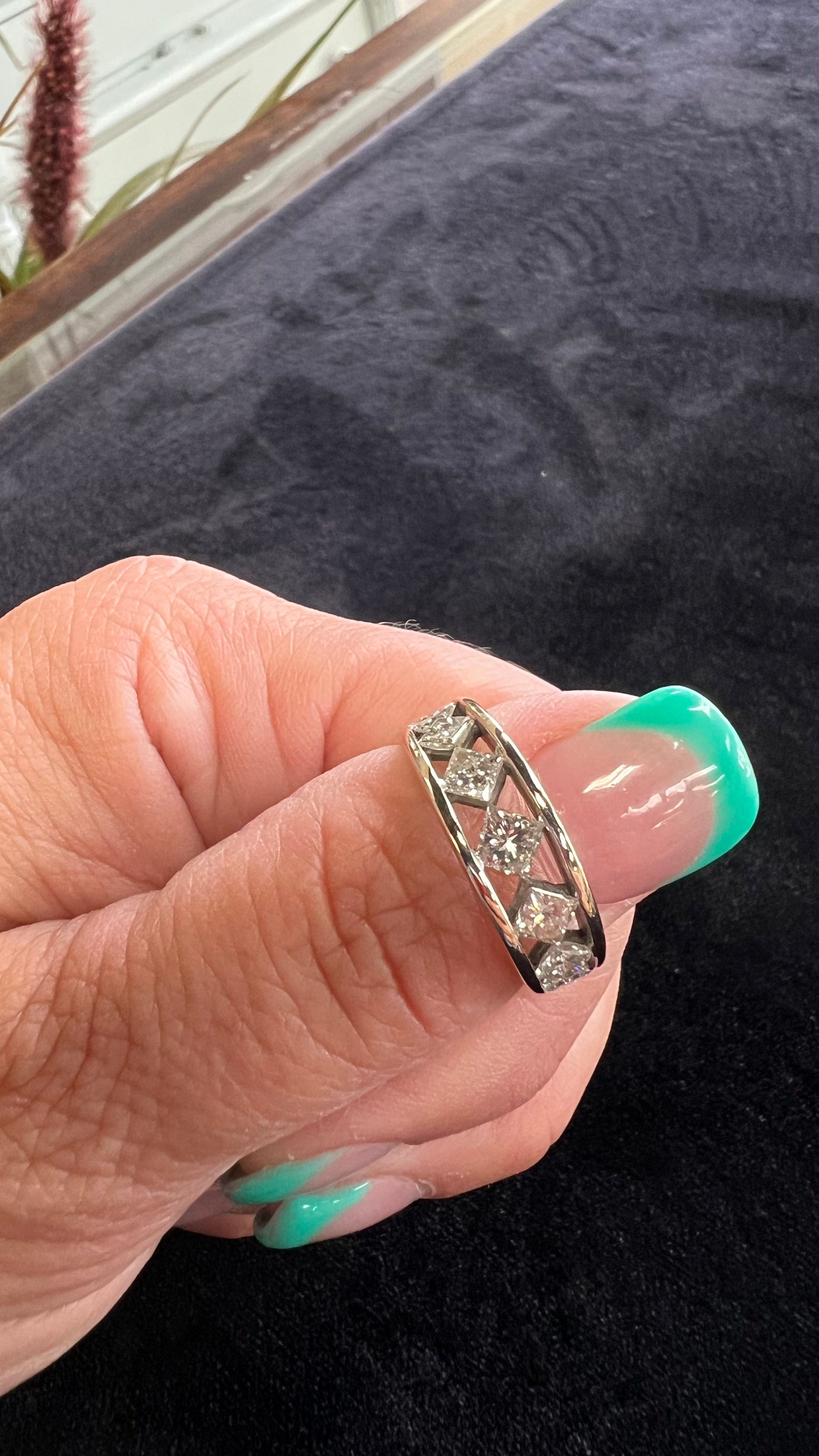 Unique Seven Stone Princess Cut Women's Ring