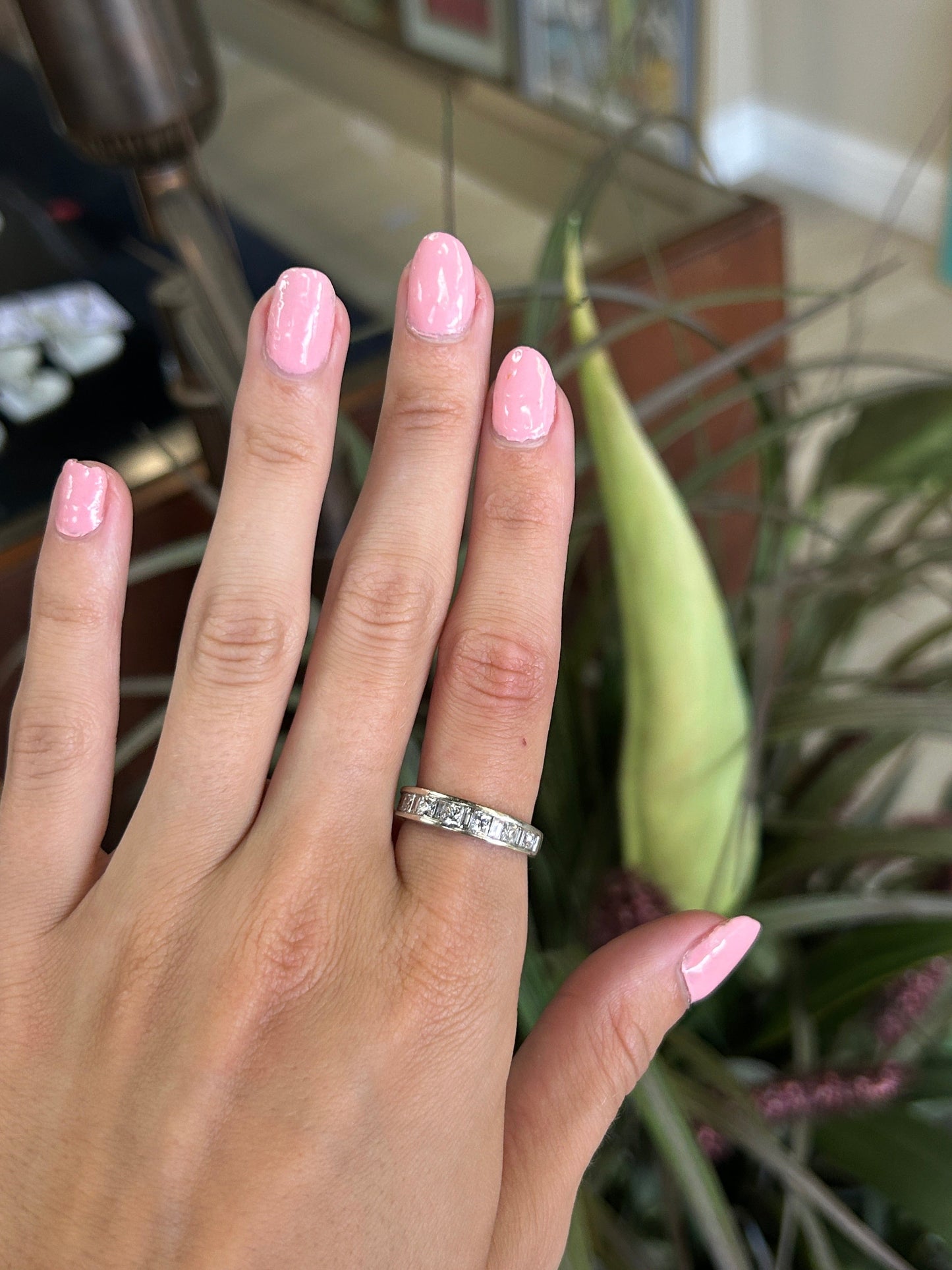 Princess and Baguette Cut White Gold Band