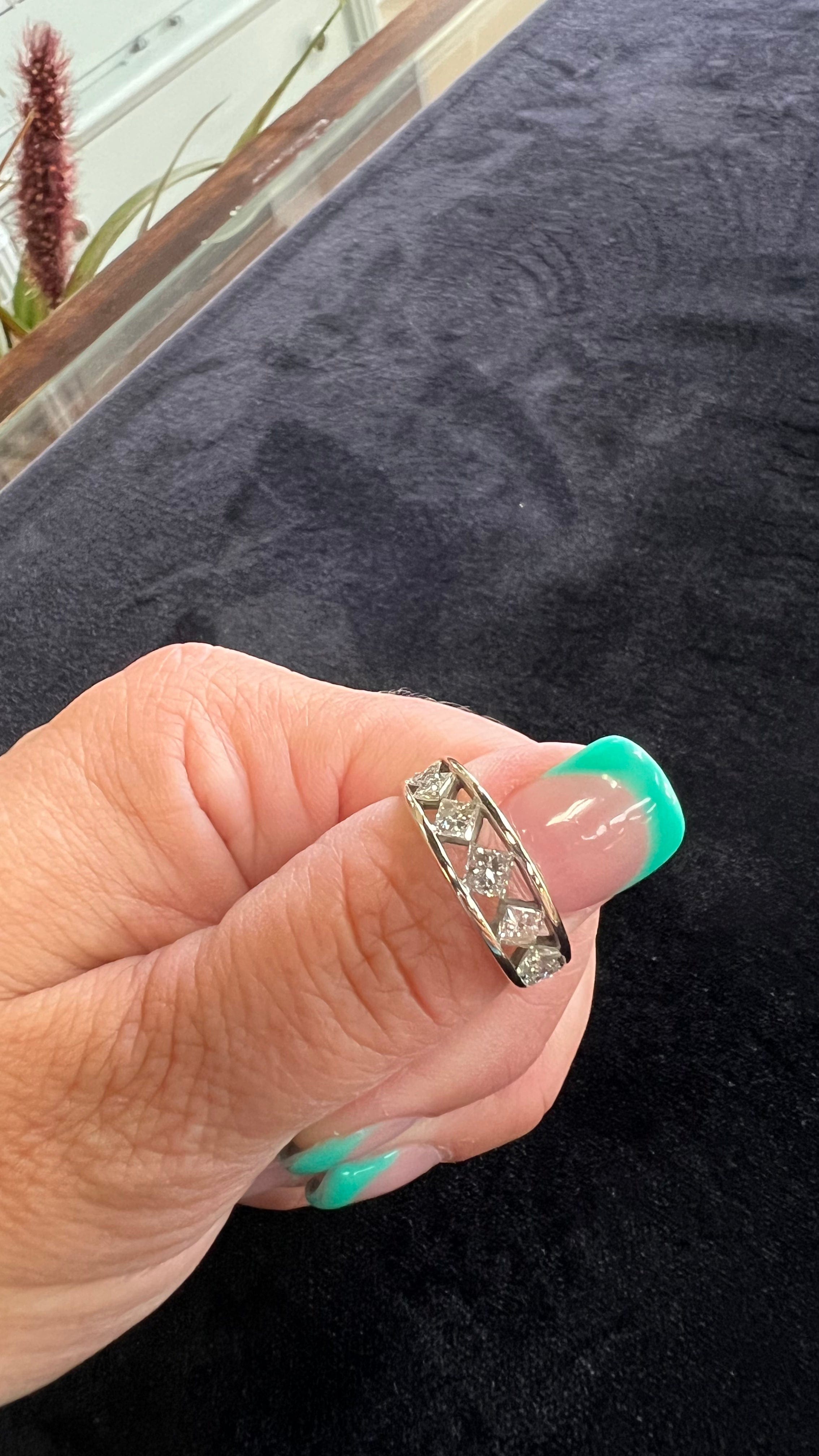 Unique Seven Stone Princess Cut Women's Ring