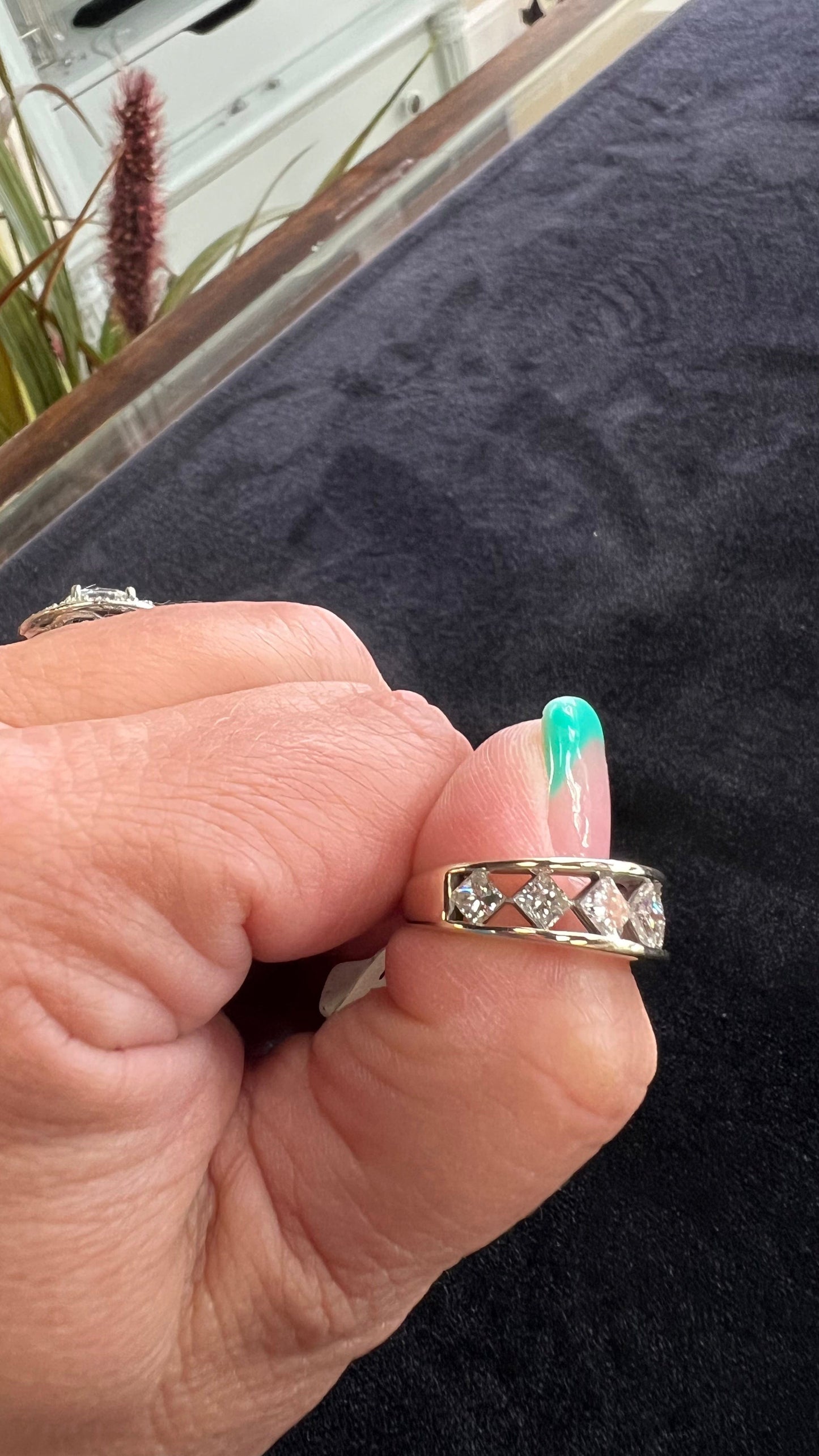 Unique Seven Stone Princess Cut Women's Ring