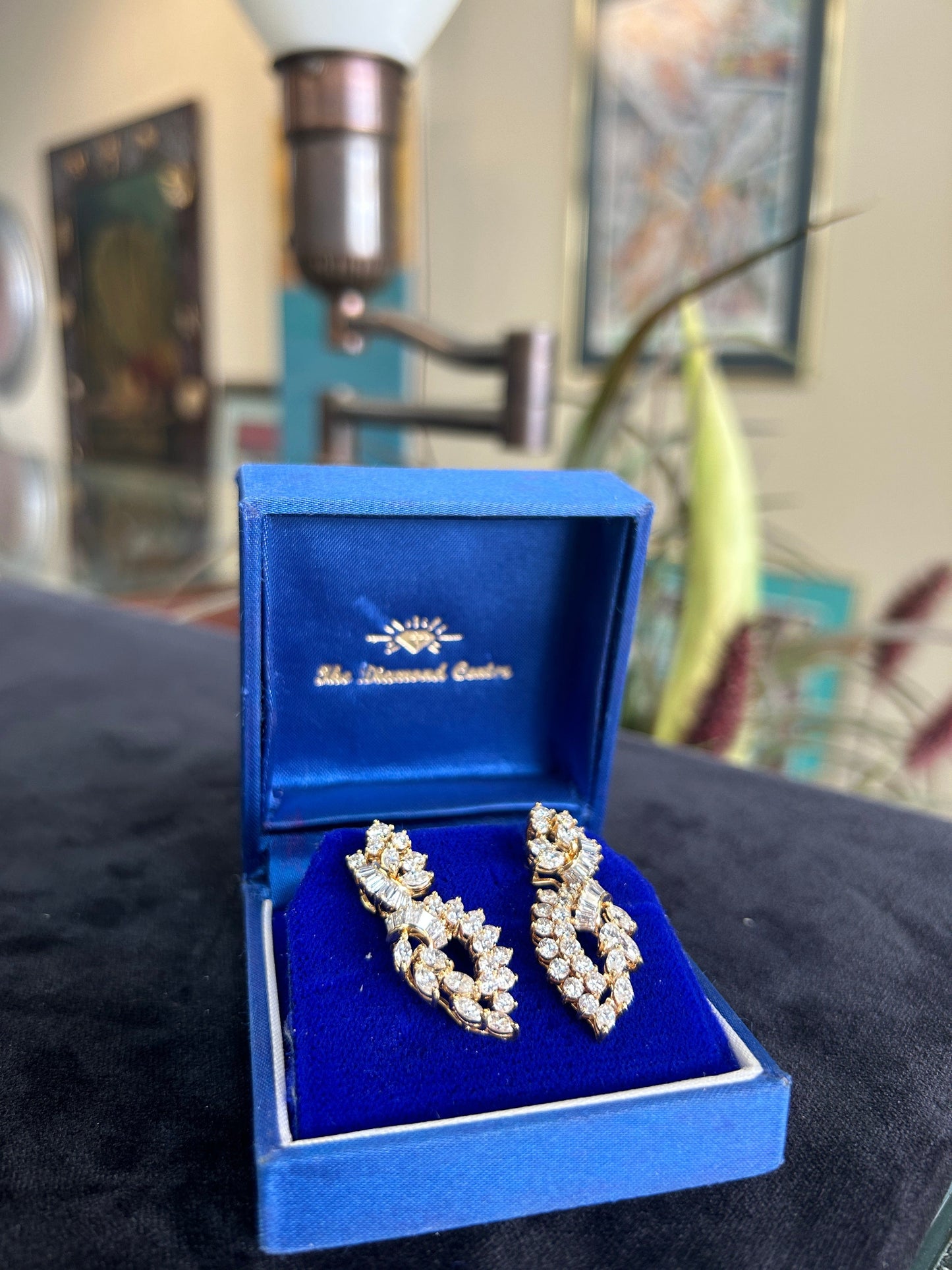 Vintage 6 Carat Diamond Dangle Statement Earrings