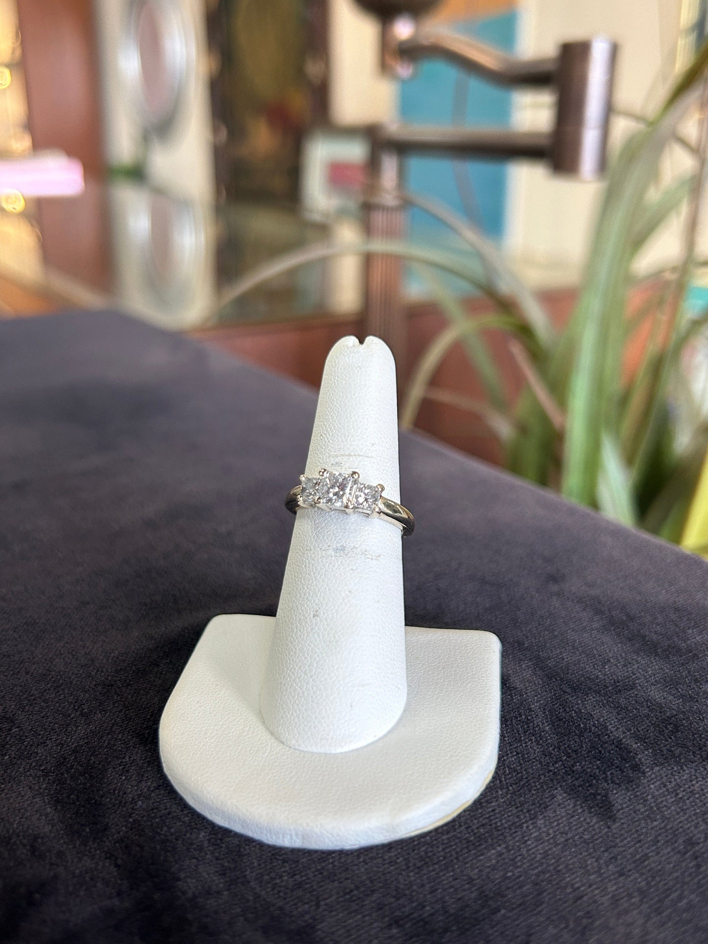 Three Stone Princess Cut Diamond Engagement Ring