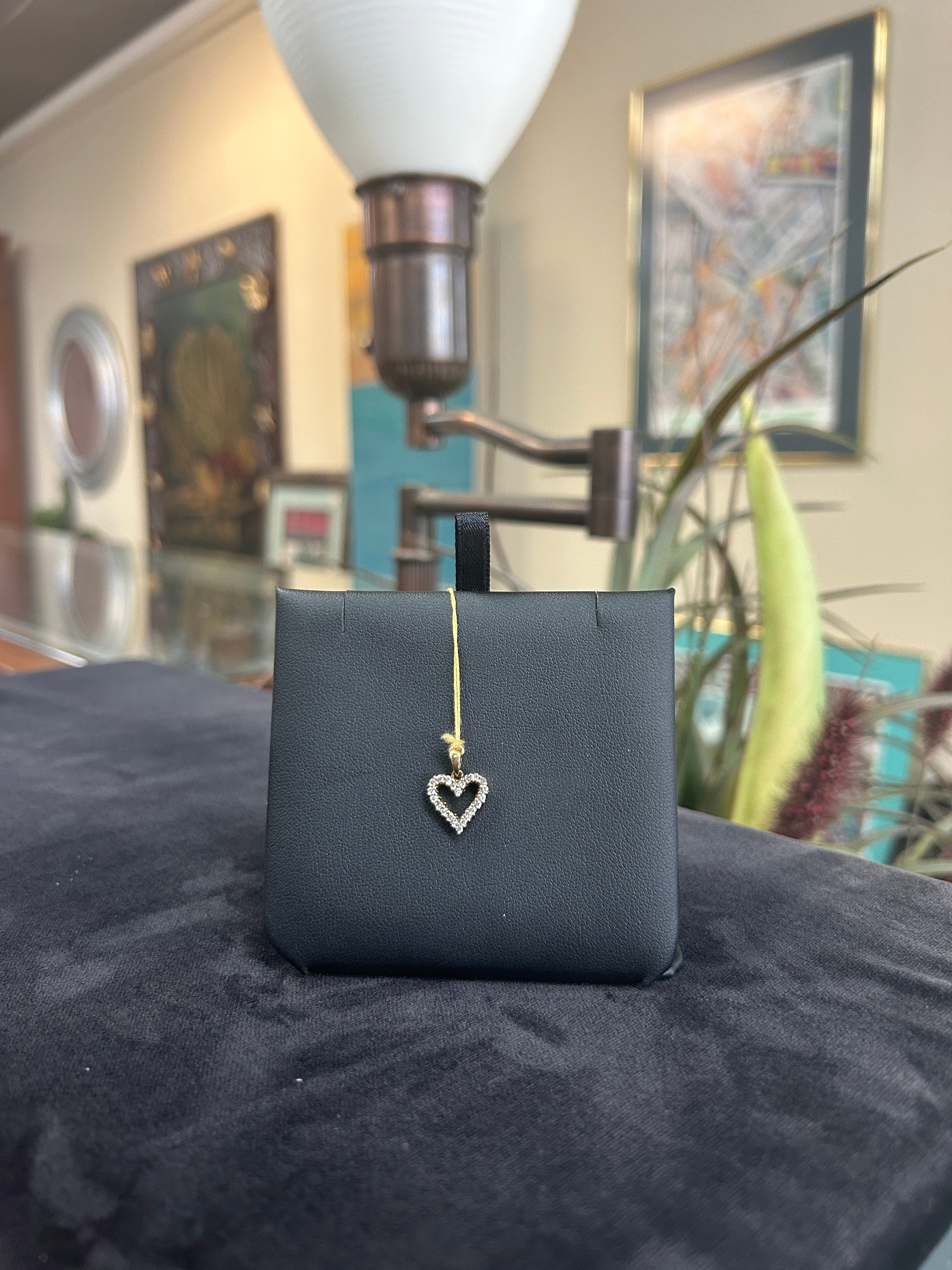 Diamond Heart 18K Yellow Gold Pendant Charm