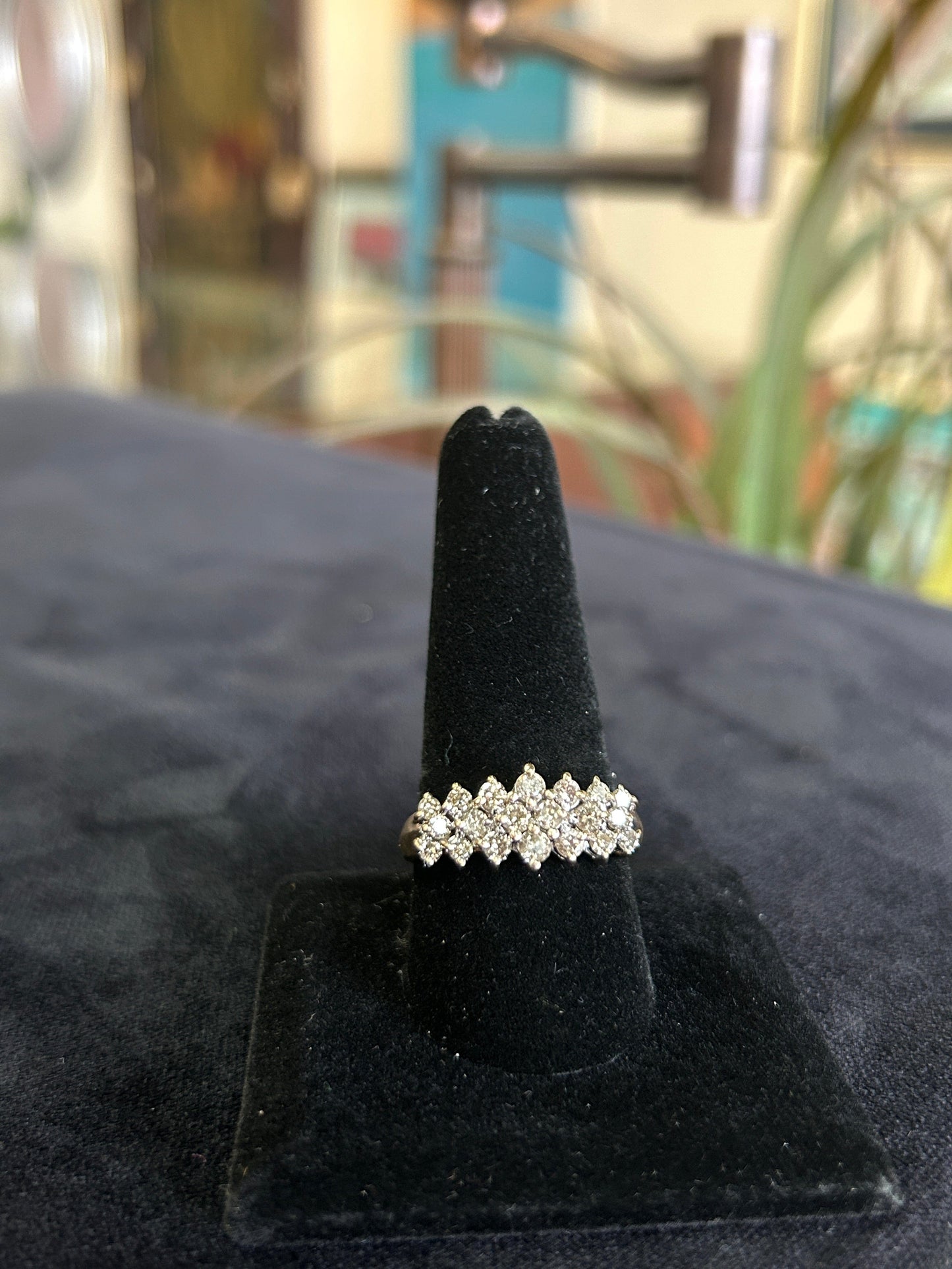 1CTW THREE ROW DIAMOND RING 