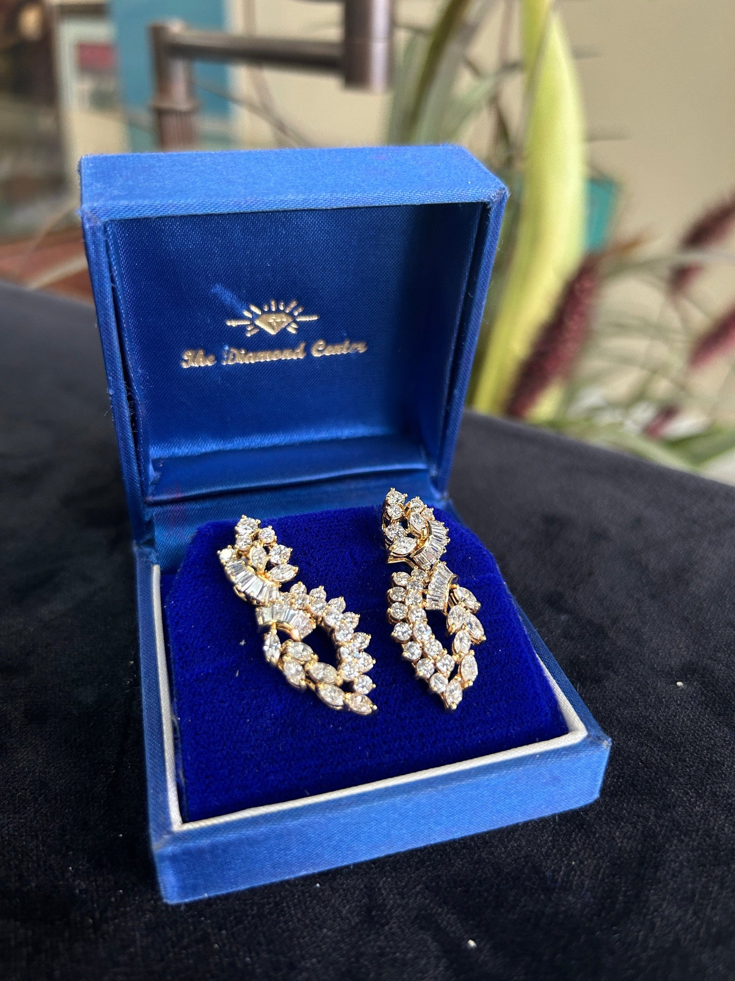Vintage 6 Carat Diamond Dangle Statement Earrings