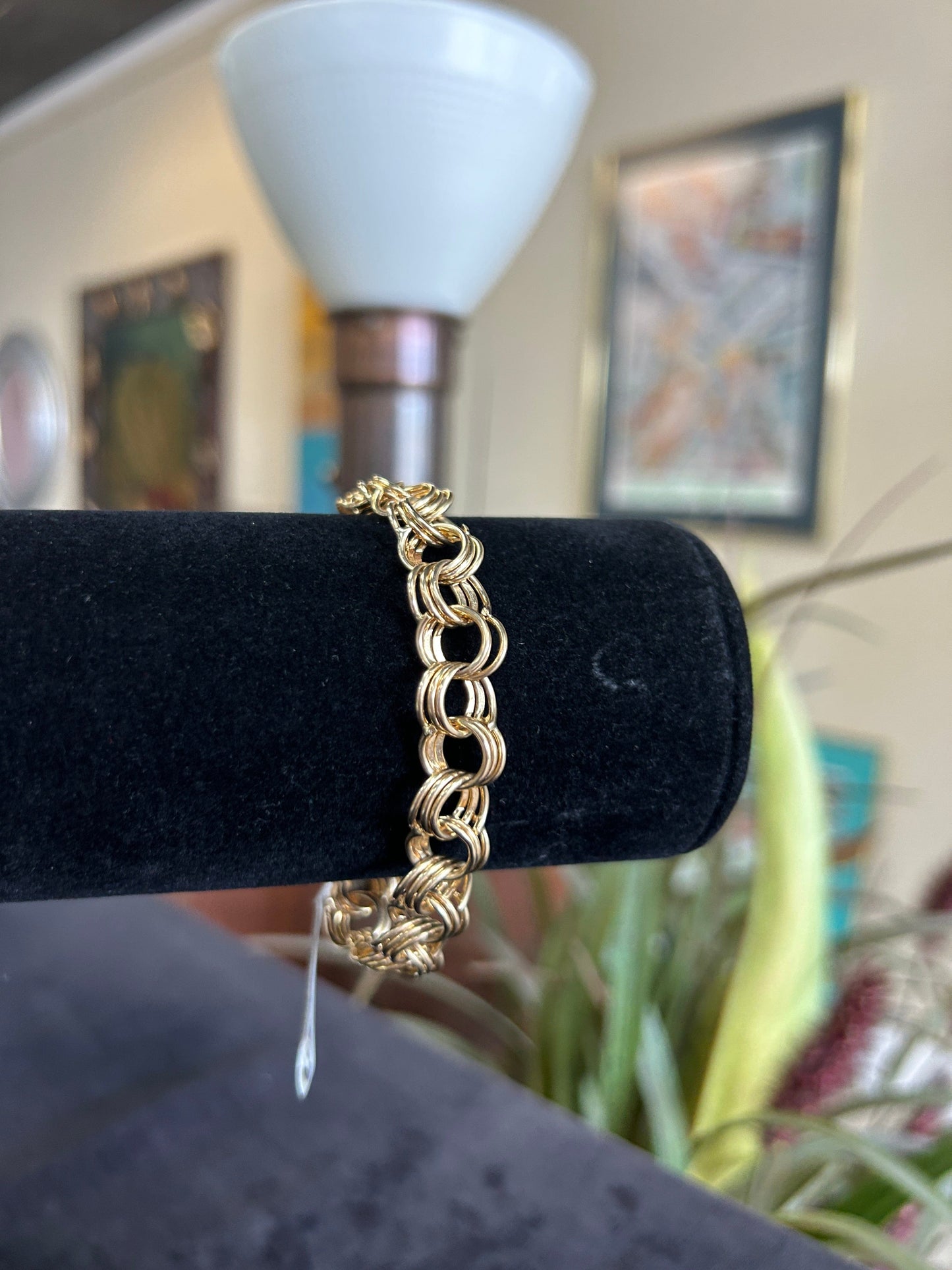 Multi Loop Circle Link Chain Yellow Gold Bracelet 14kt
