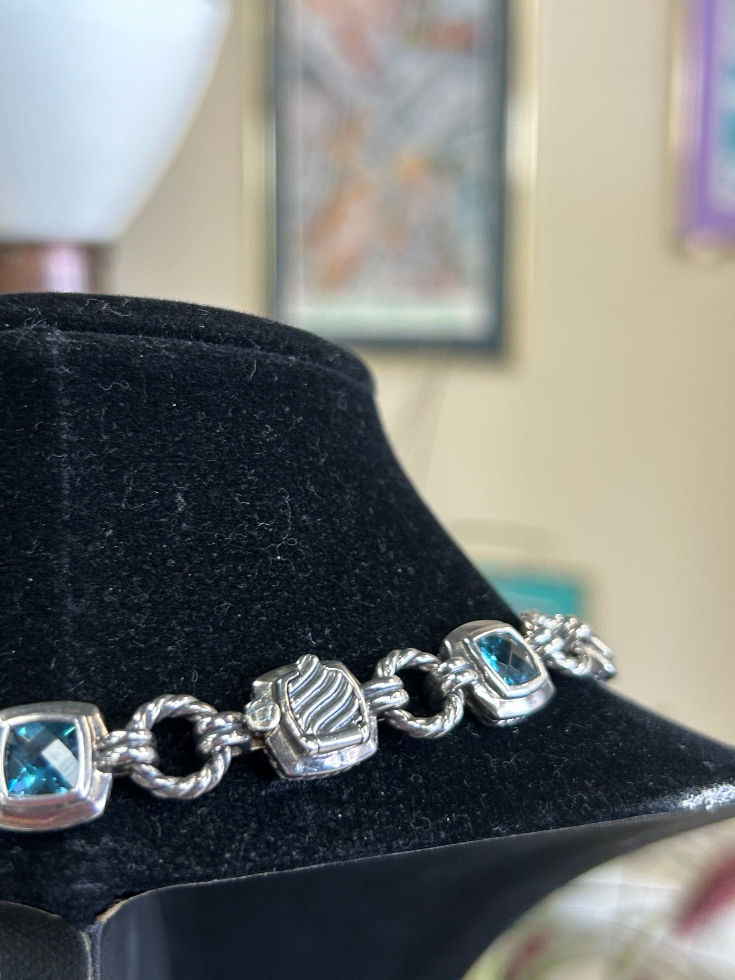 David Yurman Blue Topaz Renaissance Woman's Necklace Sterling Silver
