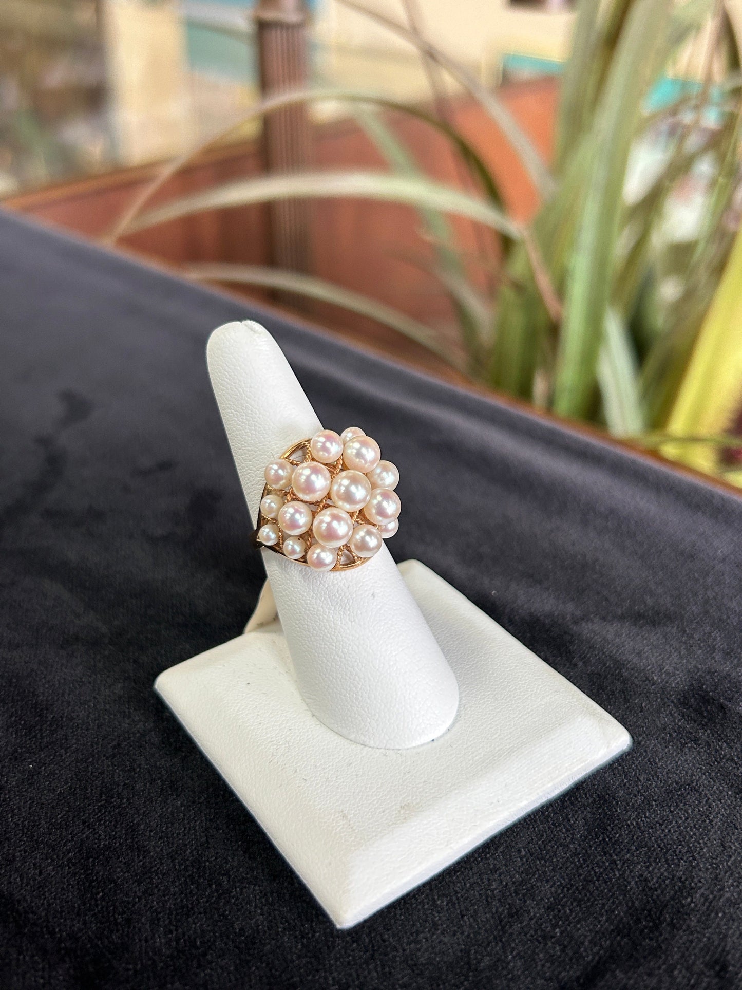 Unique Freshwater Pearl 14kt Yellow Gold Statement Ring