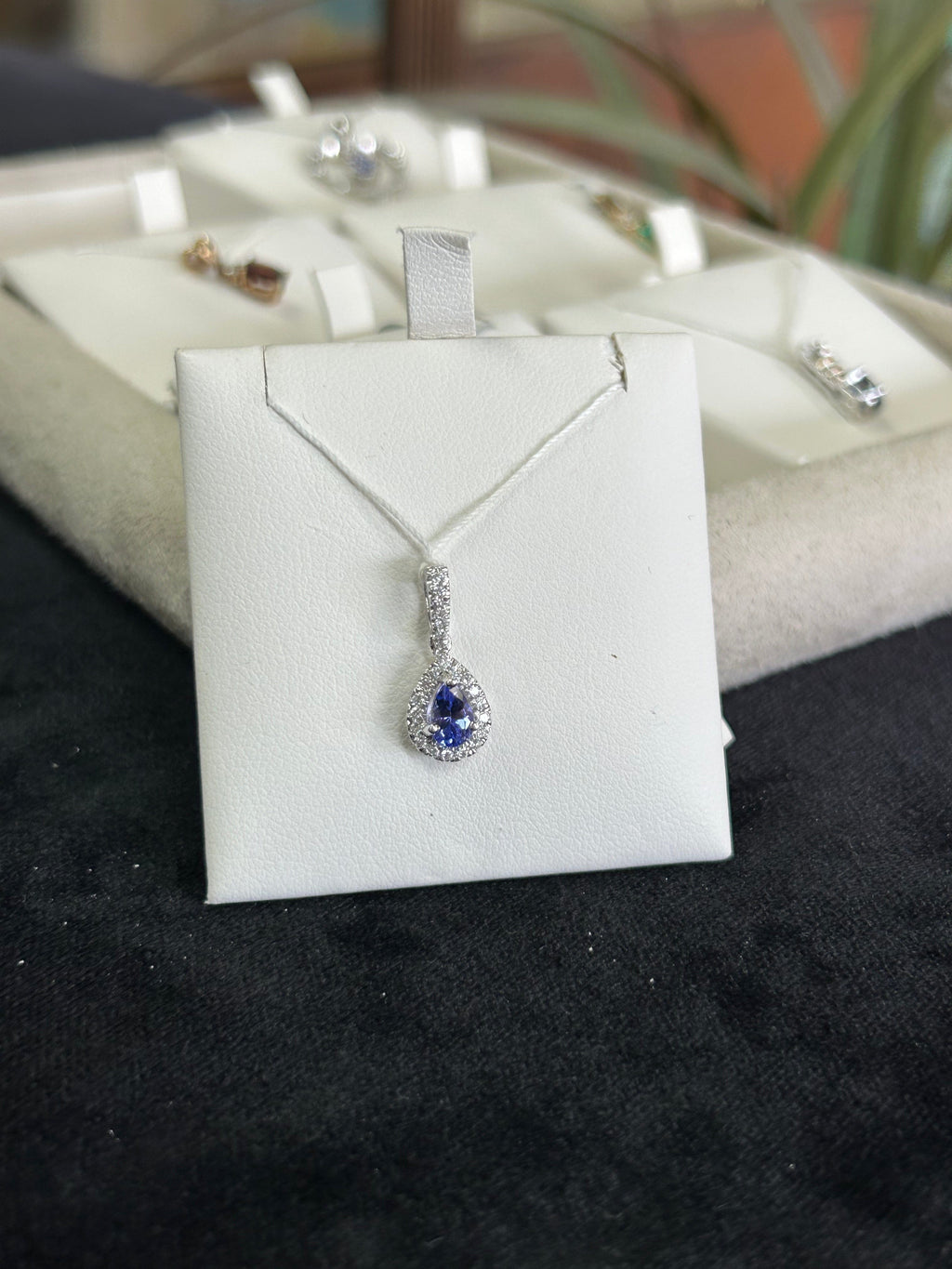 Tanzanite and Natural Diamonds Tear Drop Gemstone Charm Pendant