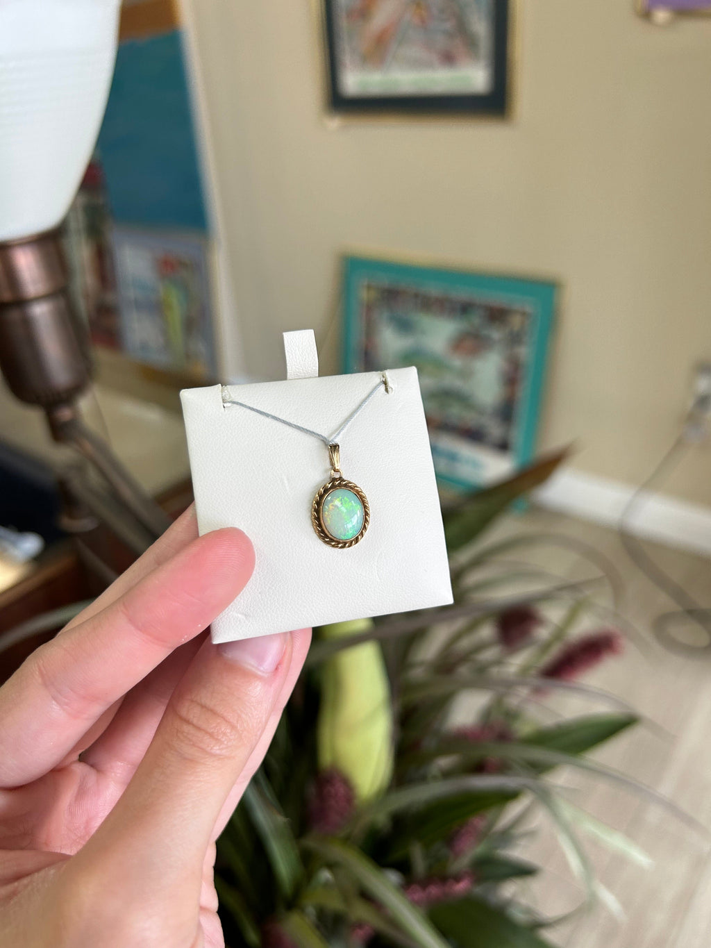 Opal Pendant Yellow Gold Bezel Set