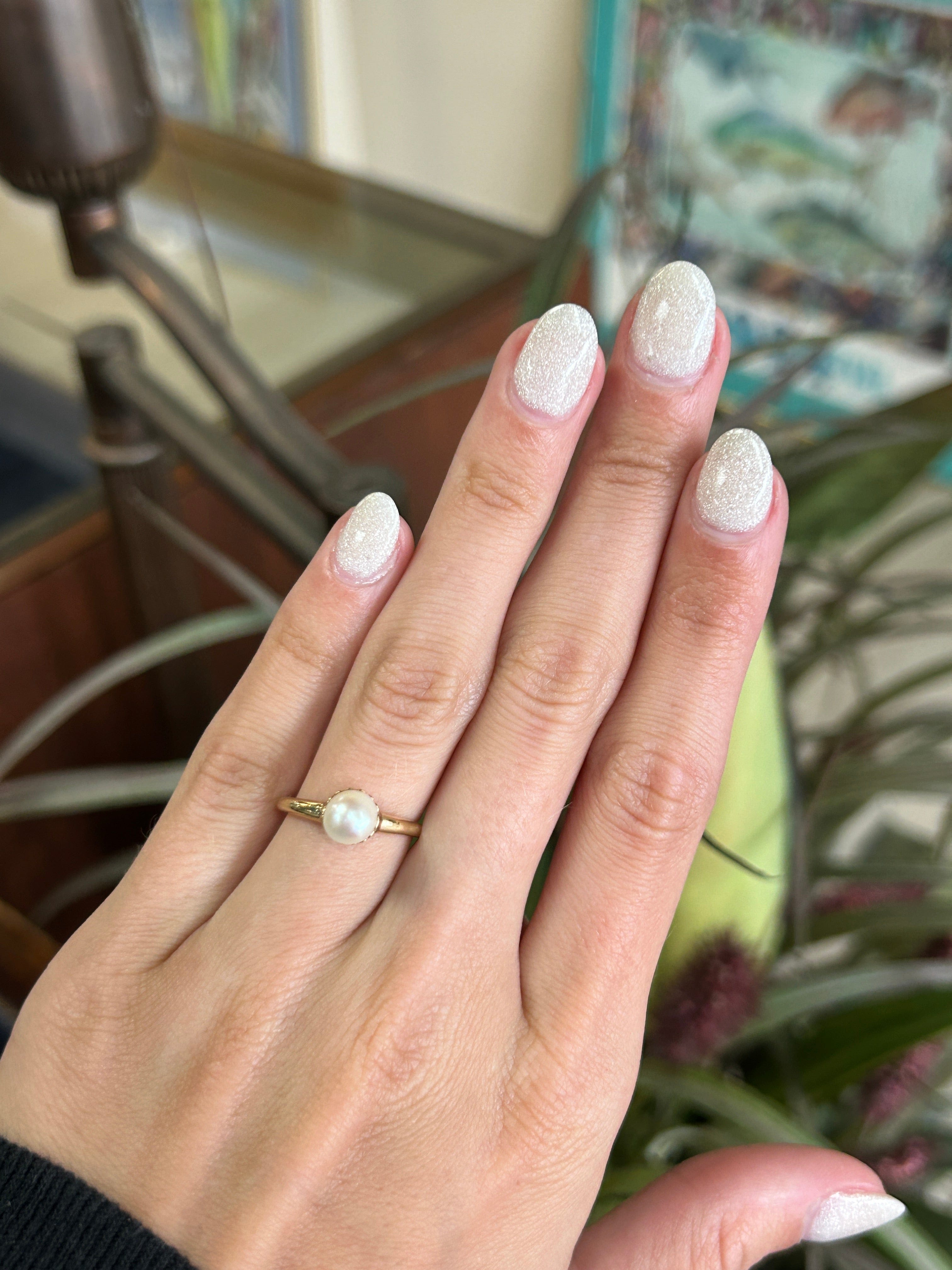 Solitaire Freshwater Yellow Gold Ring