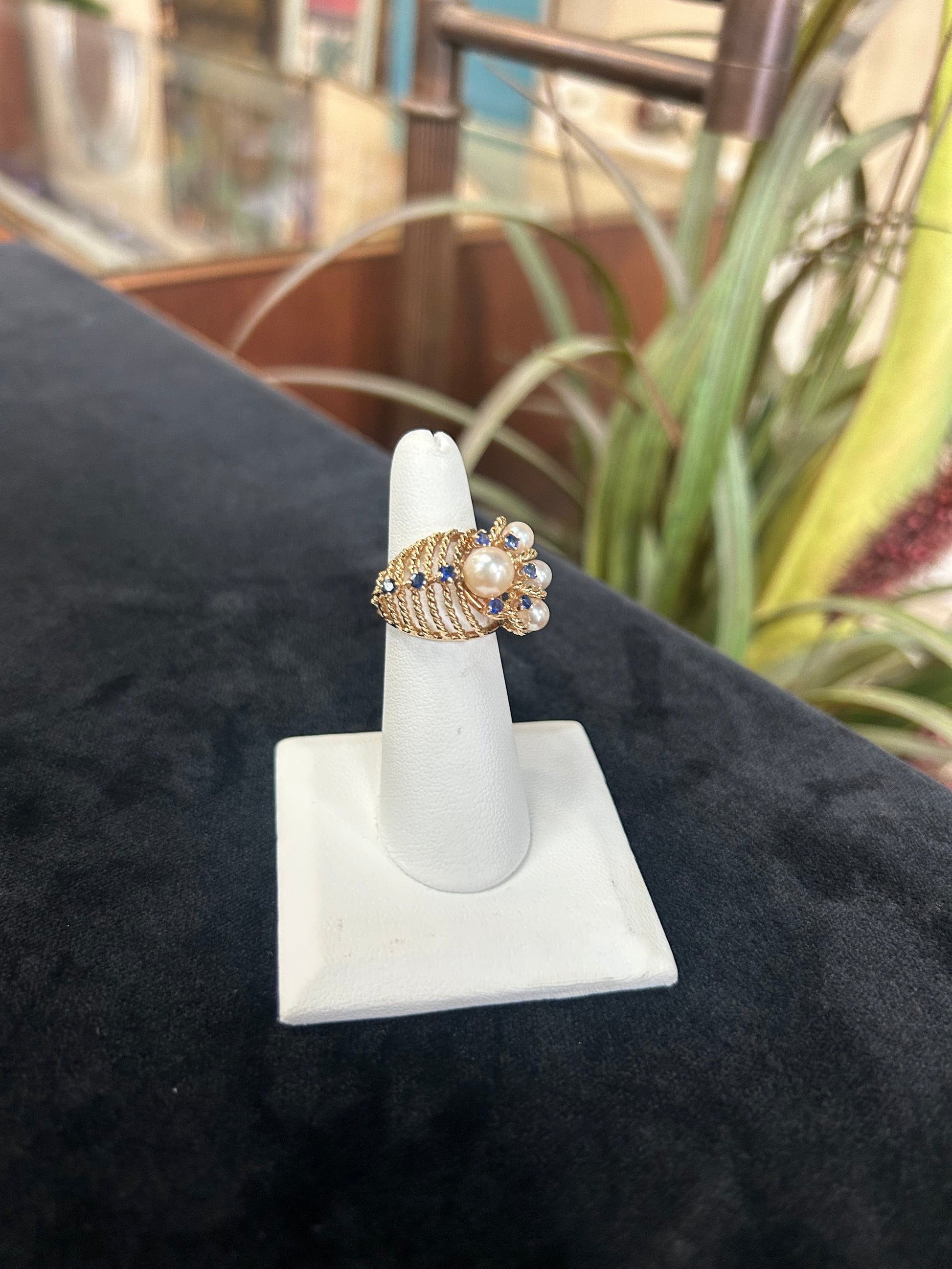 a close up of a ring on a ring holder