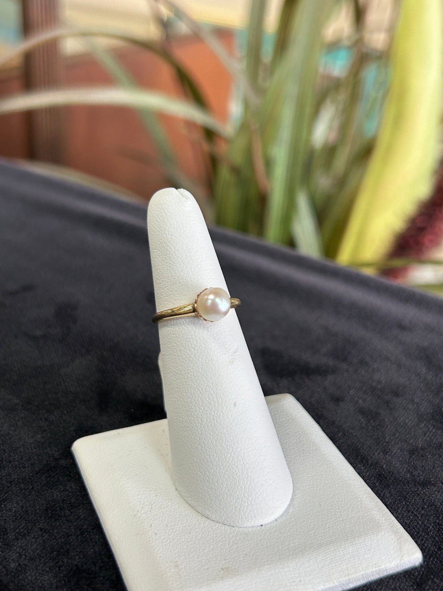 Solitaire Freshwater Yellow Gold Ring