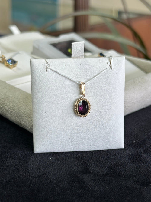 Amethyst Yellow Gold Bezel Pendant