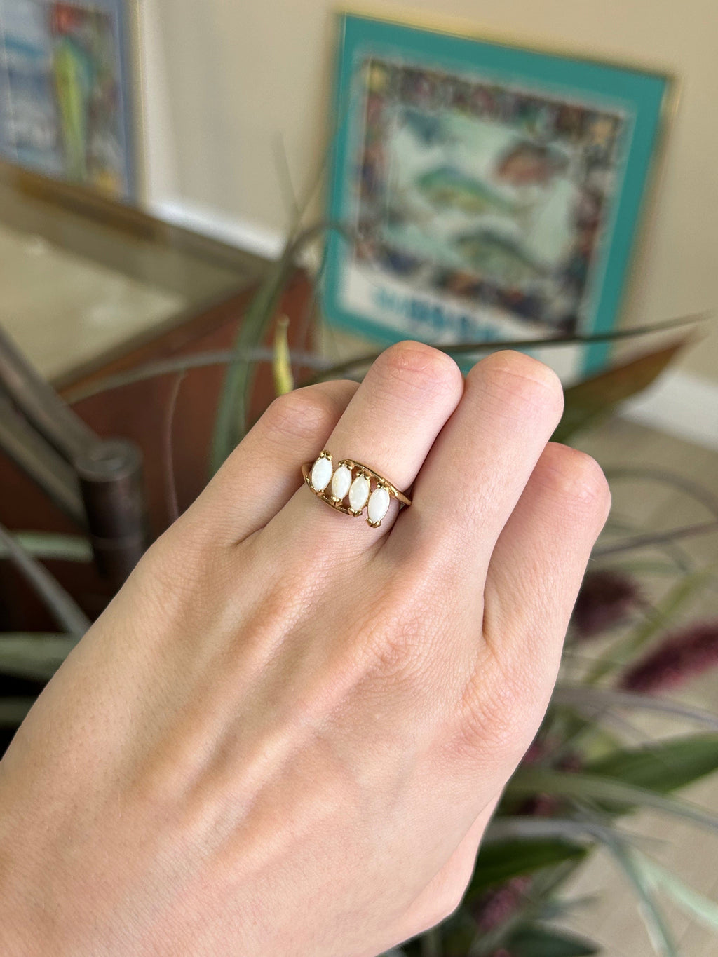 Marquise Opal Gemstone Ring