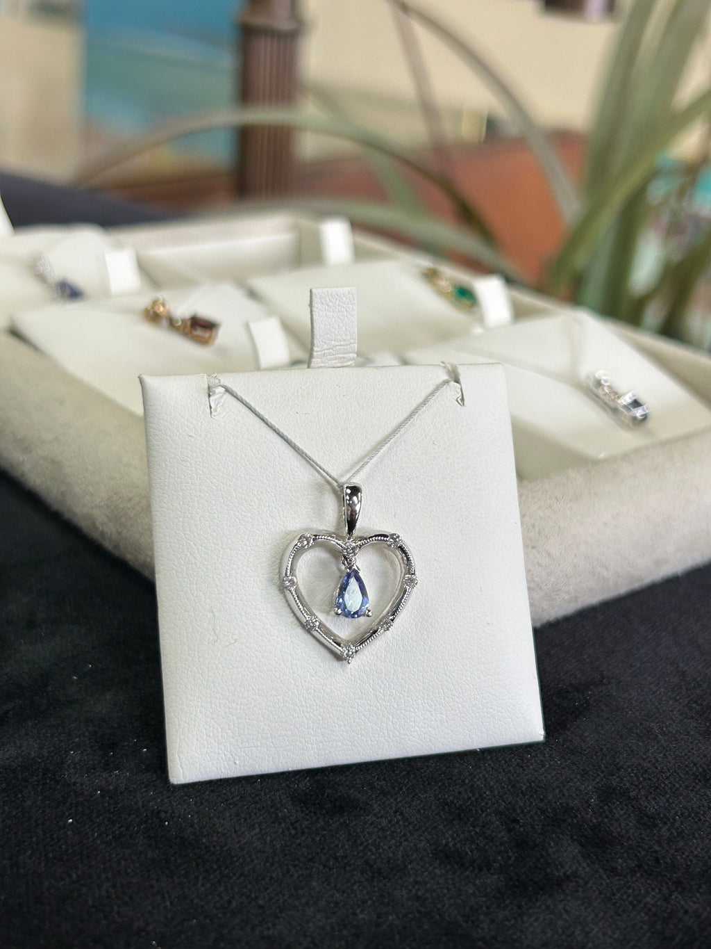Tanzanite and Diamond White Gold Heart Shape Charm Pendant
