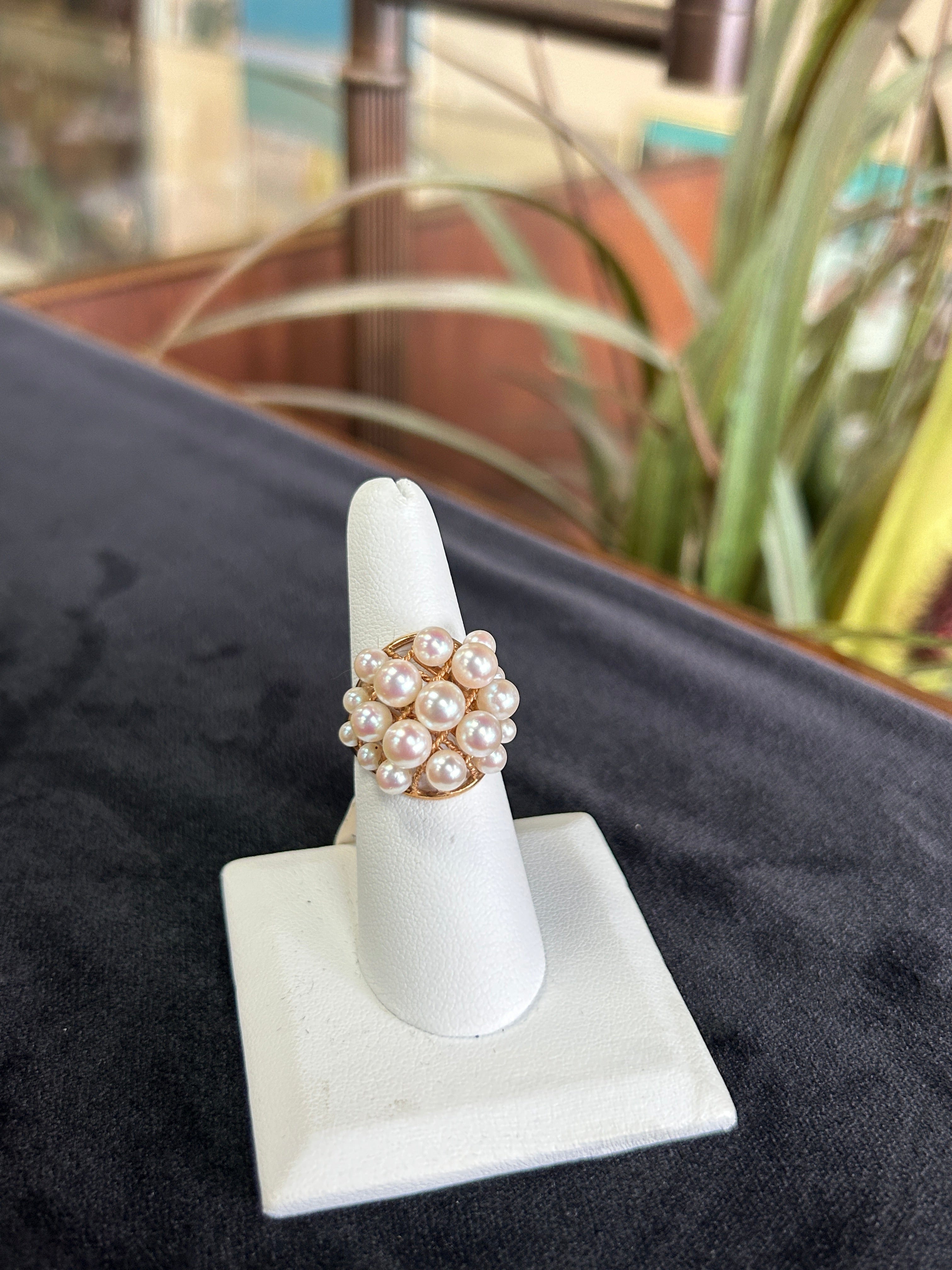 Unique Freshwater Pearl 14kt Yellow Gold Statement Ring