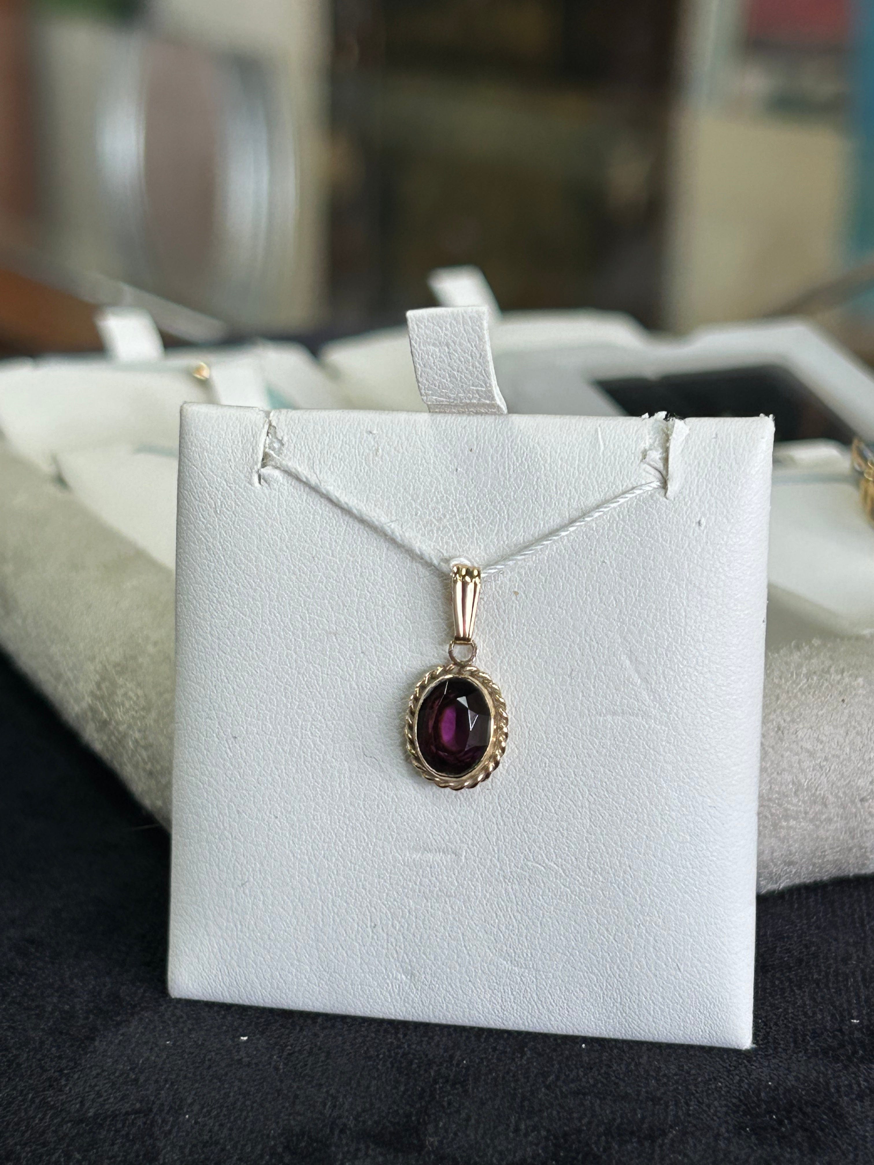 Amethyst Yellow Gold Bezel Pendant