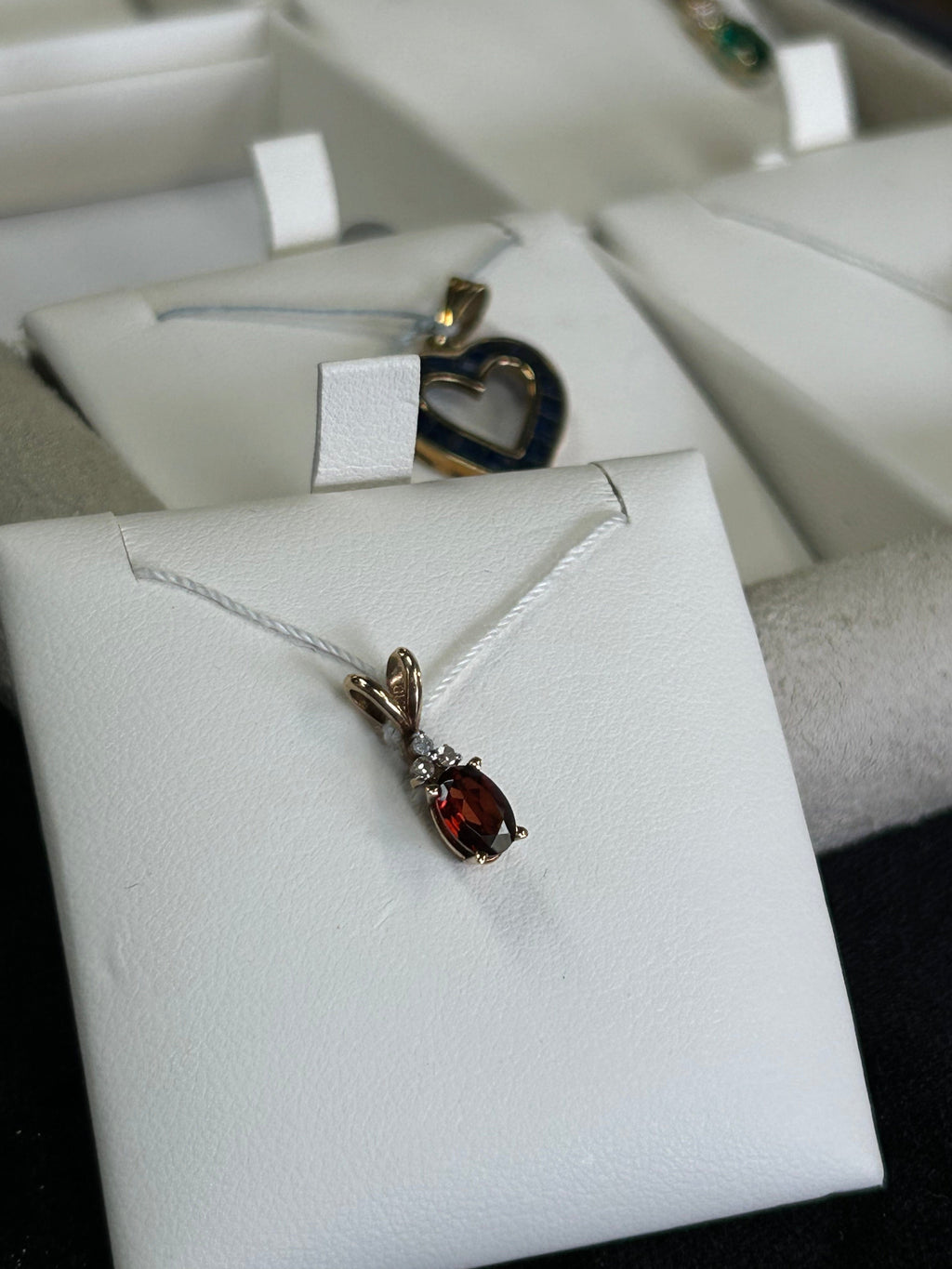 Synthetic Ruby and Diamond Gemstone Charm Pendant