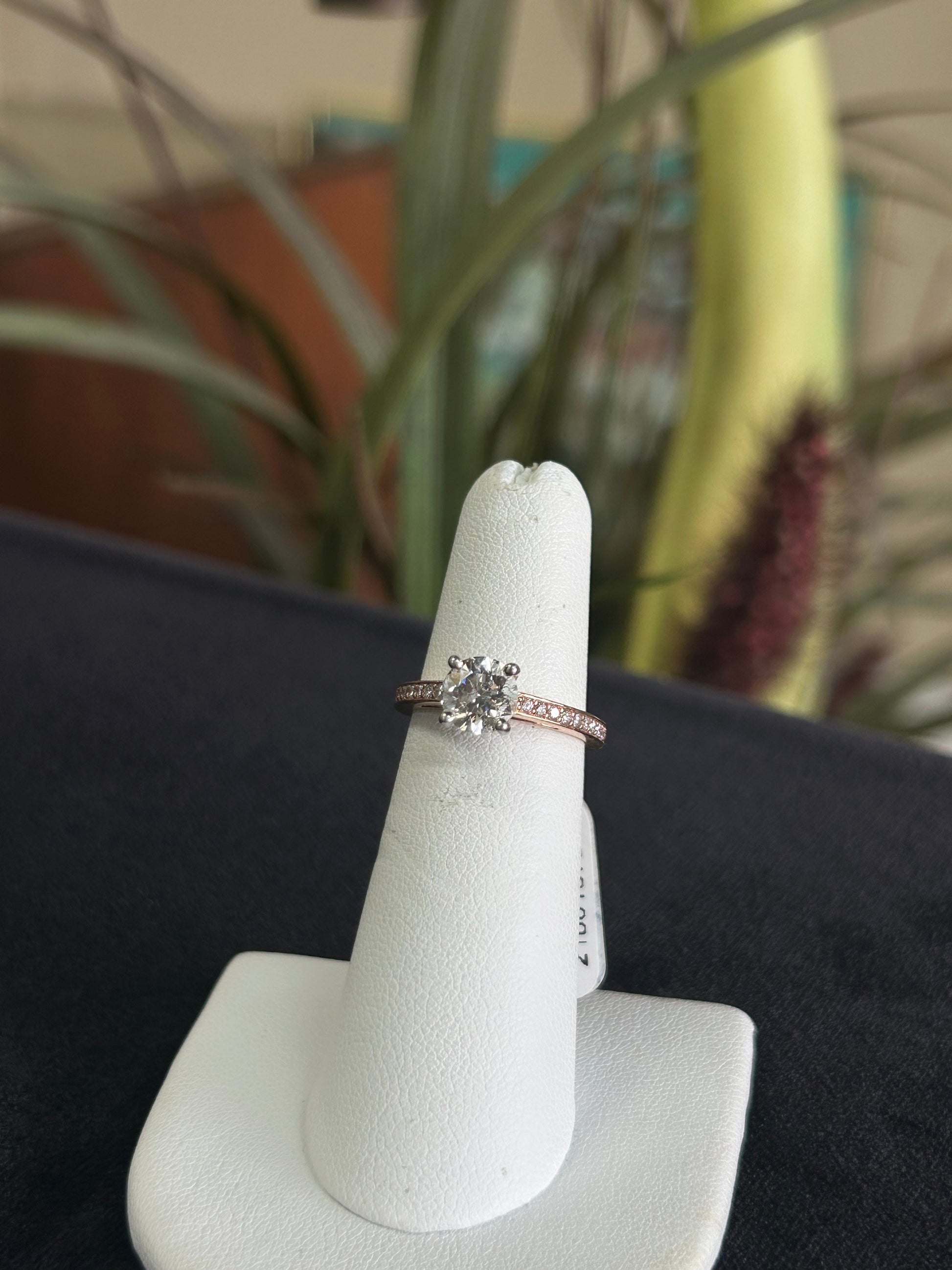 Hearts & Arrows RBC Natural Diamond Rose Gold Engagement Ring 
