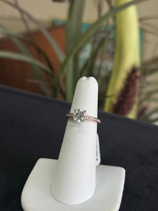 Hearts & Arrows RBC Natural Diamond Rose Gold Engagement Ring 