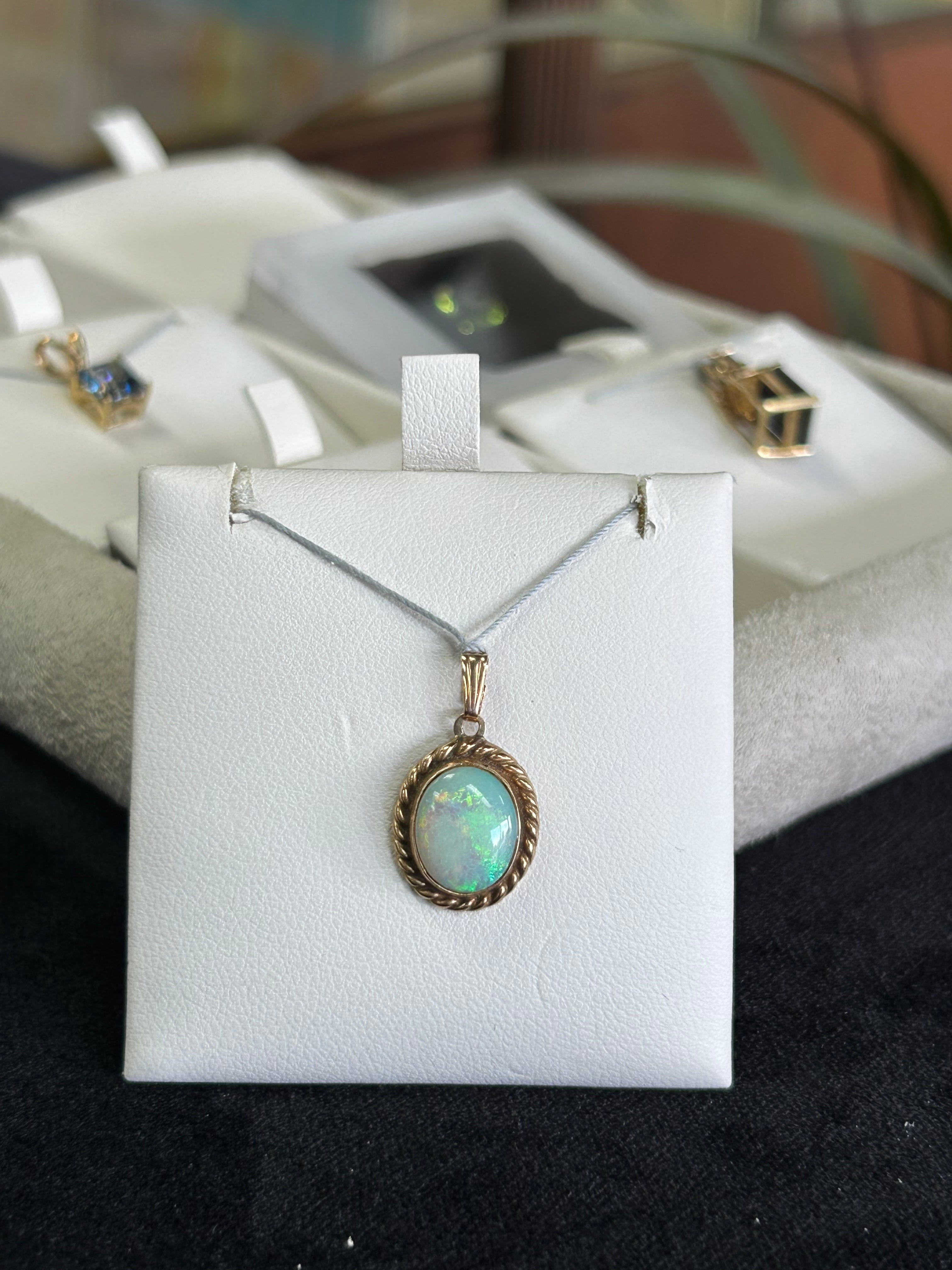 Opal Pendant Yellow Gold Bezel Set