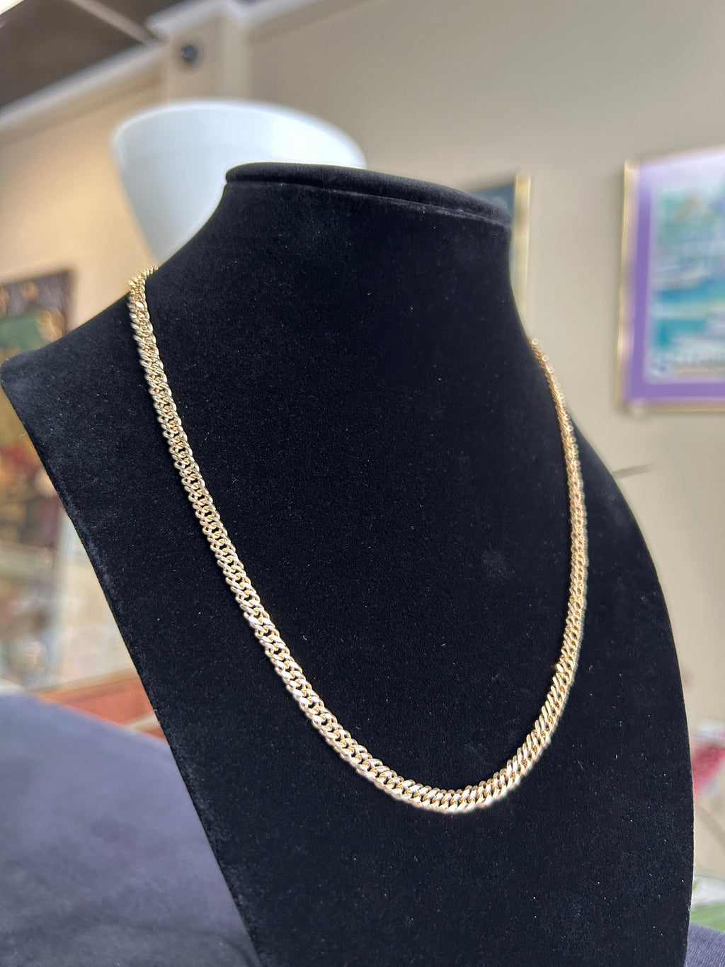 Double Link Cuban Chain 17in 14kt Yellow Gold