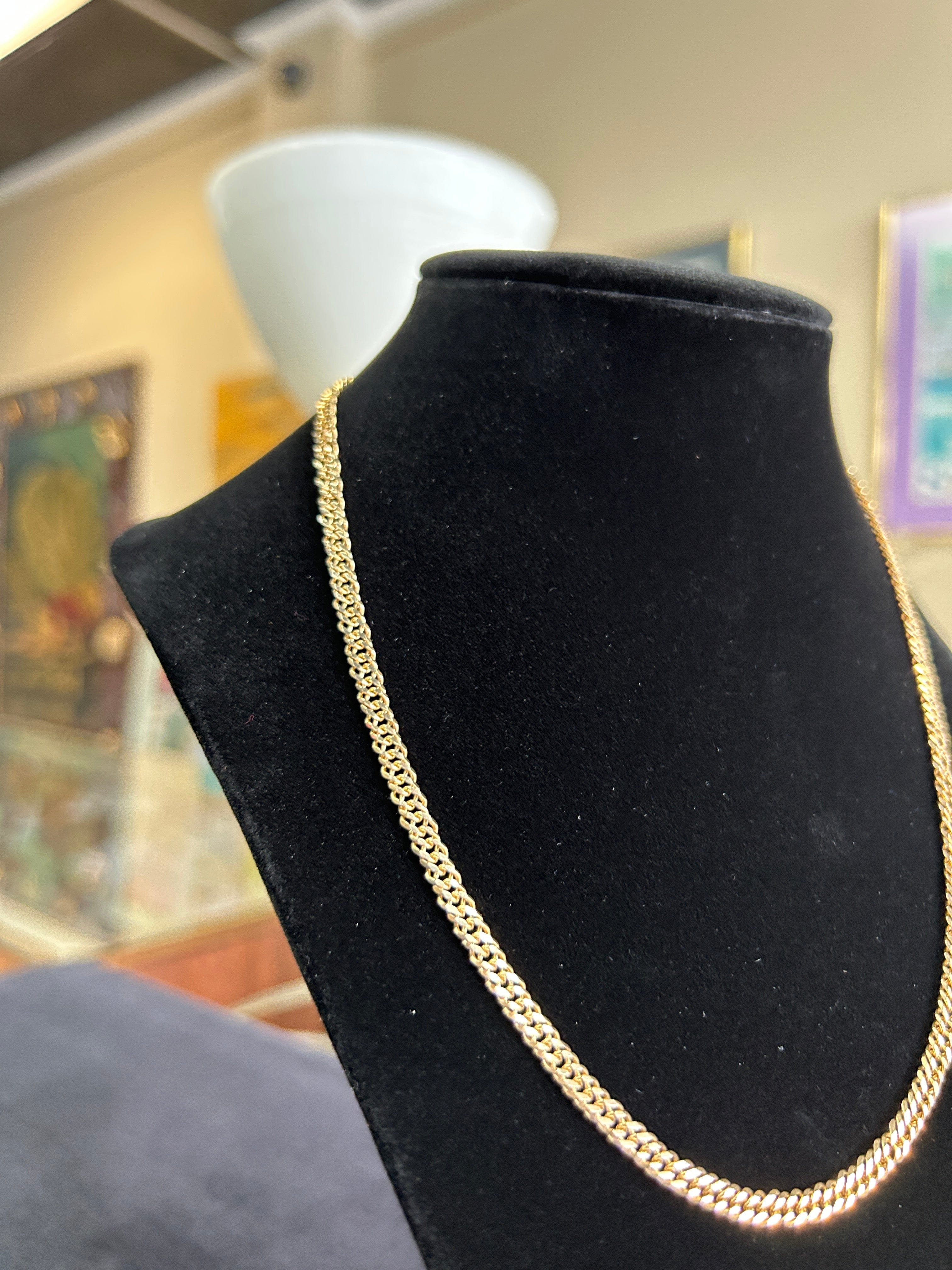 Double Link Cuban Chain 17in 14kt Yellow Gold