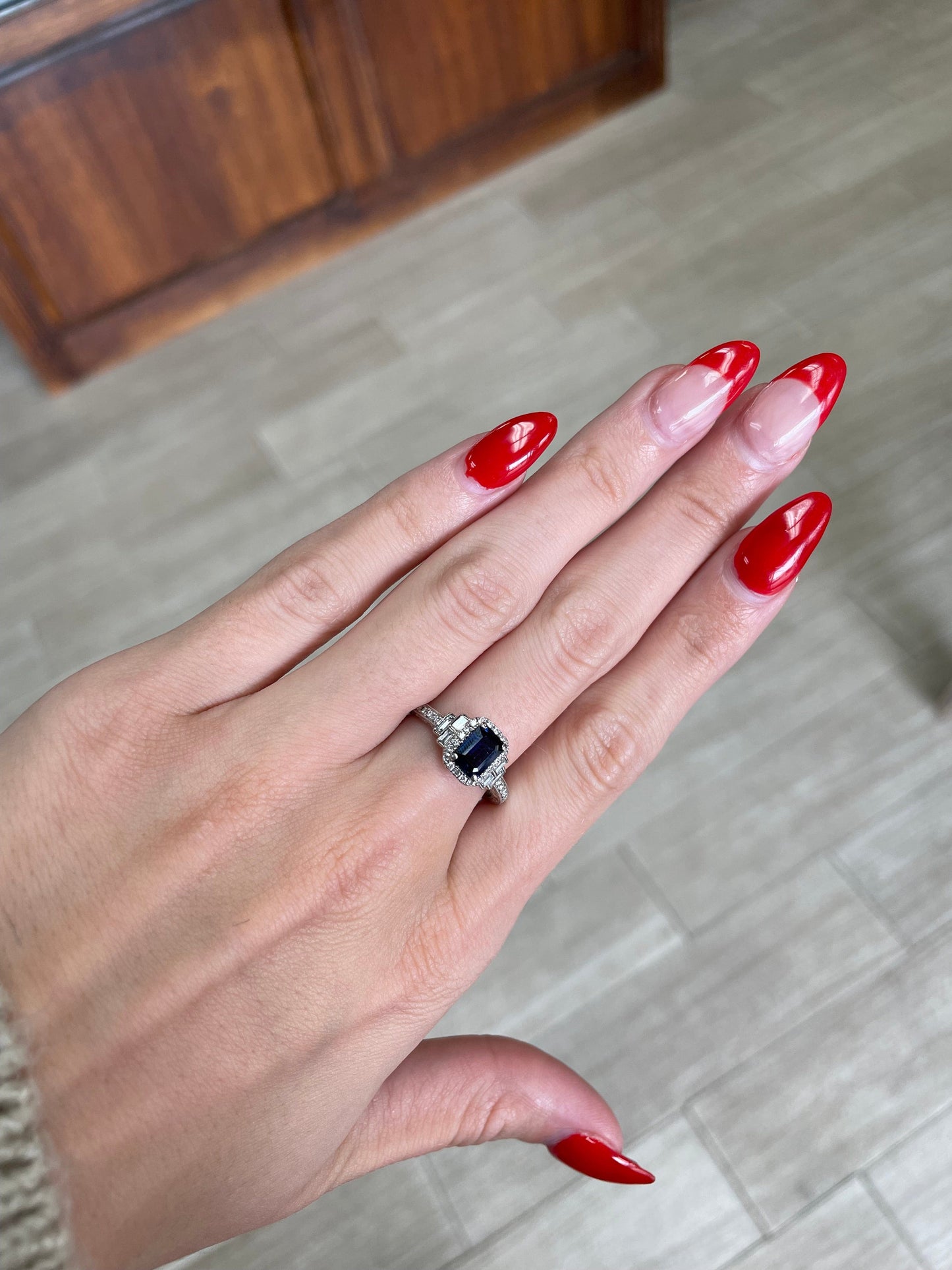 Neil Lane Sapphire Diamond Engagement Ring  1.45CTW Sapphire