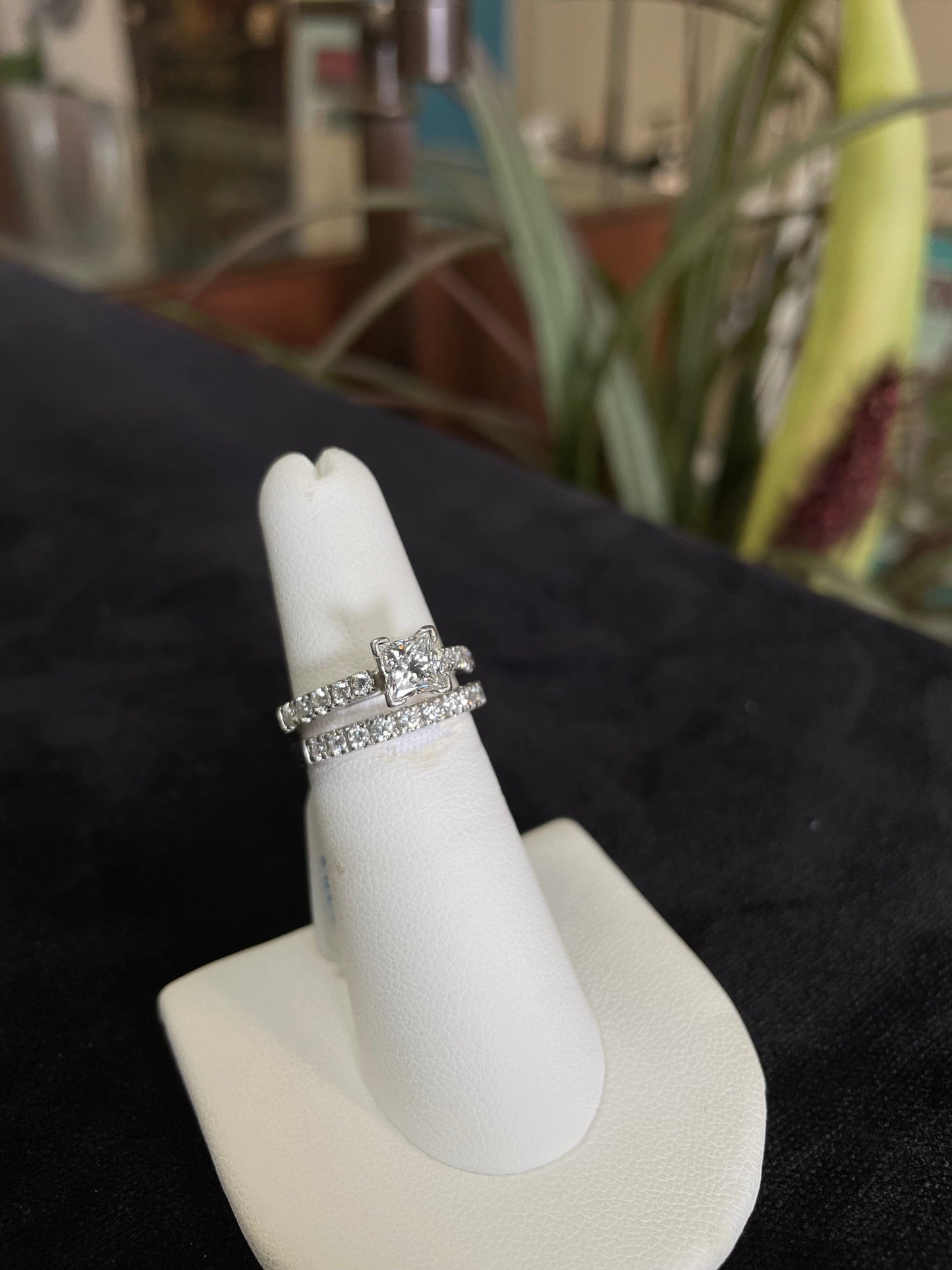 Leo Princess Cut Diamond Engagement Ring and Band 1.22CTW I/VS1