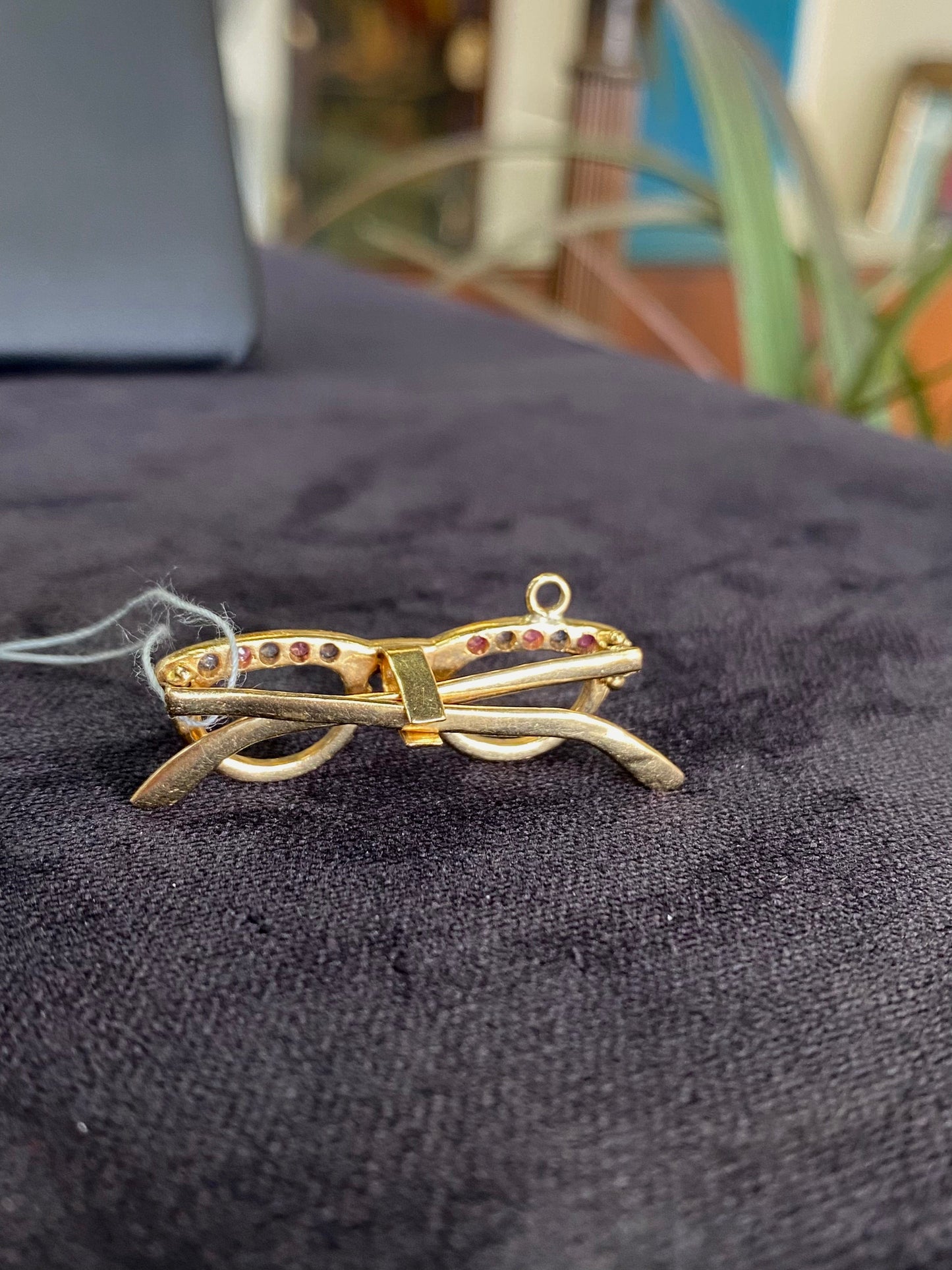 Yellow Gold Jeweled Unique Glasses Charm for Charm Bracelet