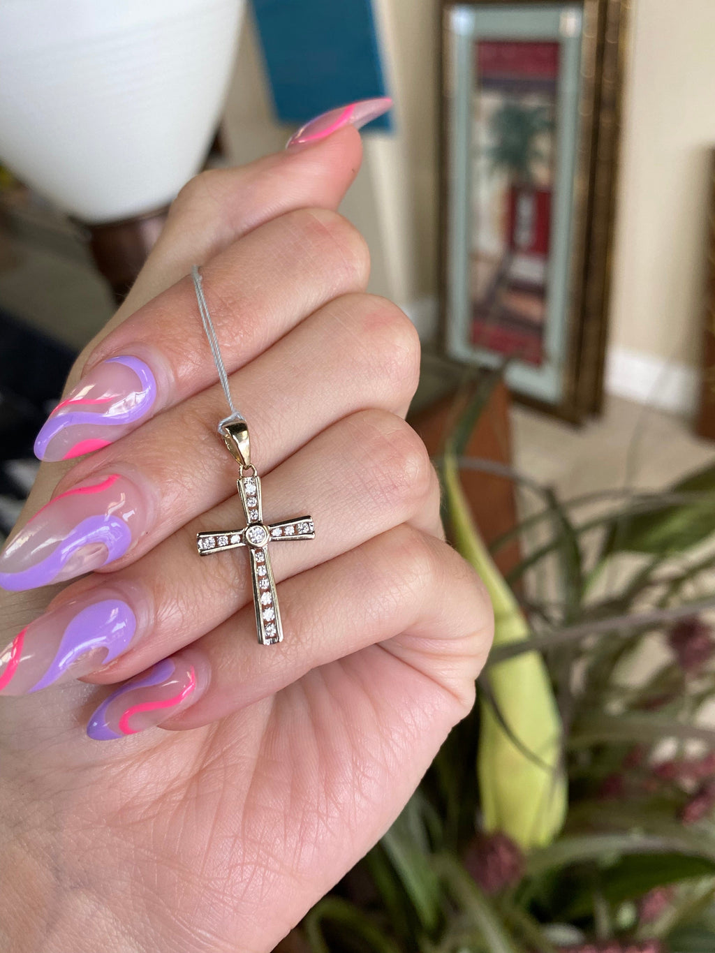 White Gold Diamond Cross Pendant