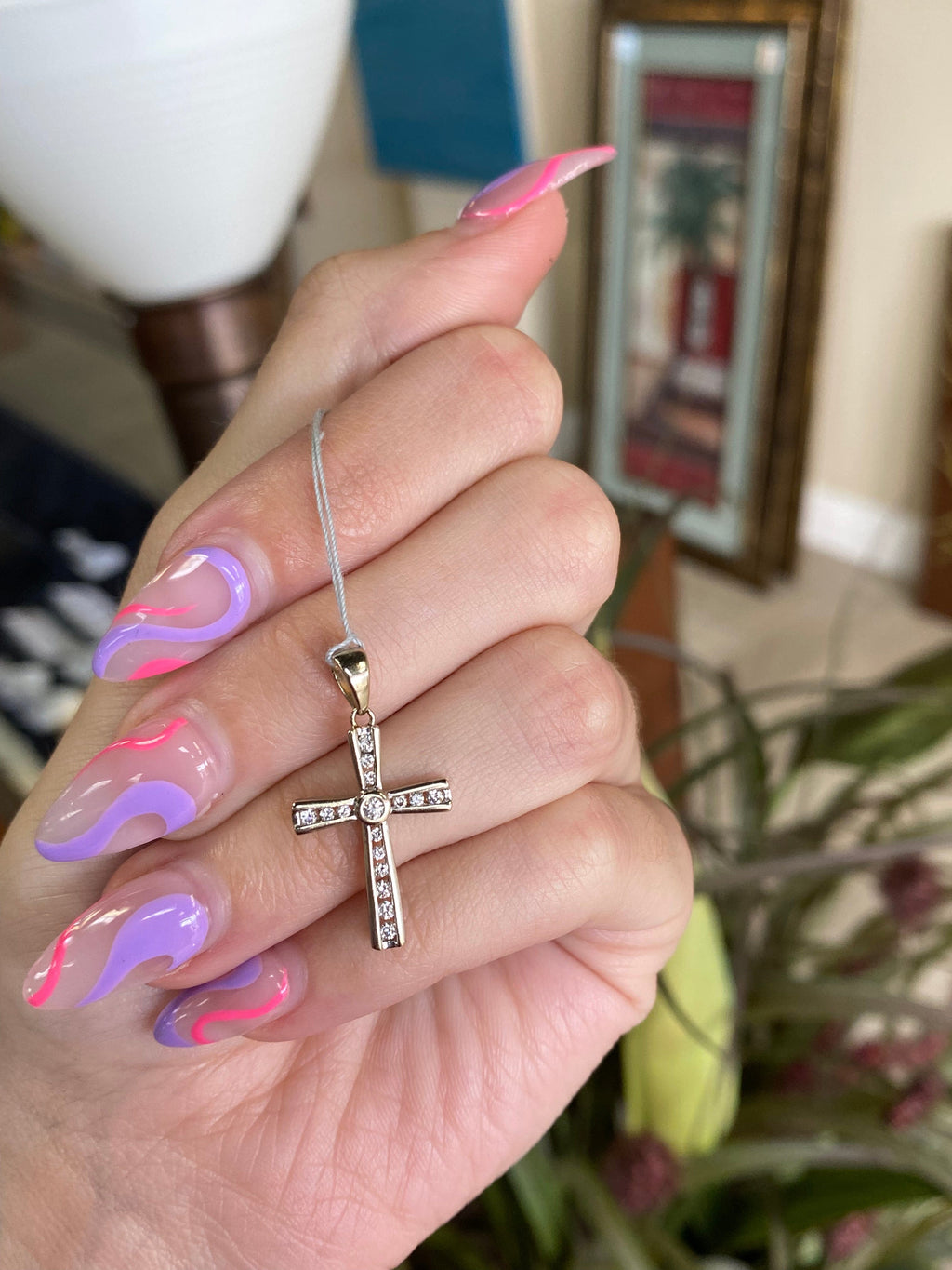 White Gold Diamond Cross Pendant