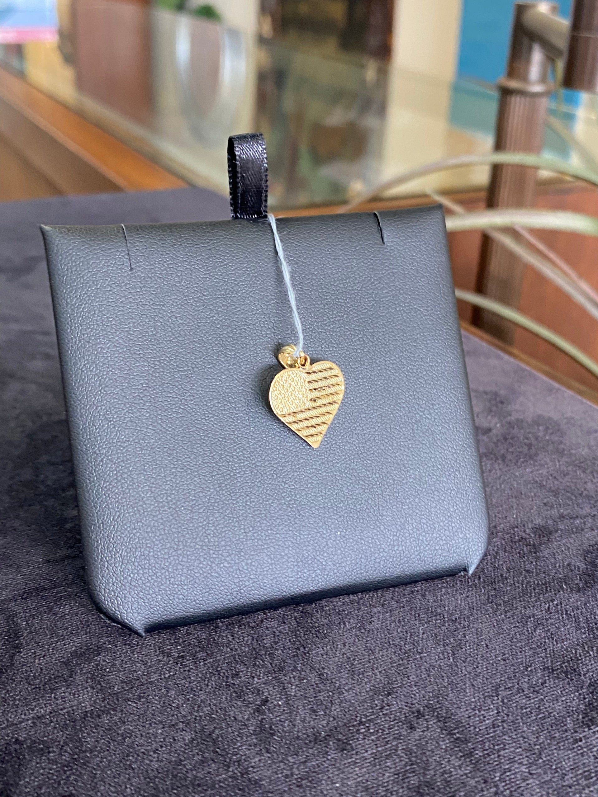 American Flag Yellow Gold Heart Charm